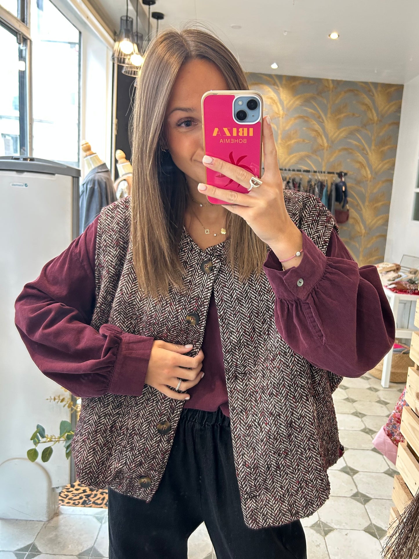 Gilet sans manches Albane prune - Johanna Paris