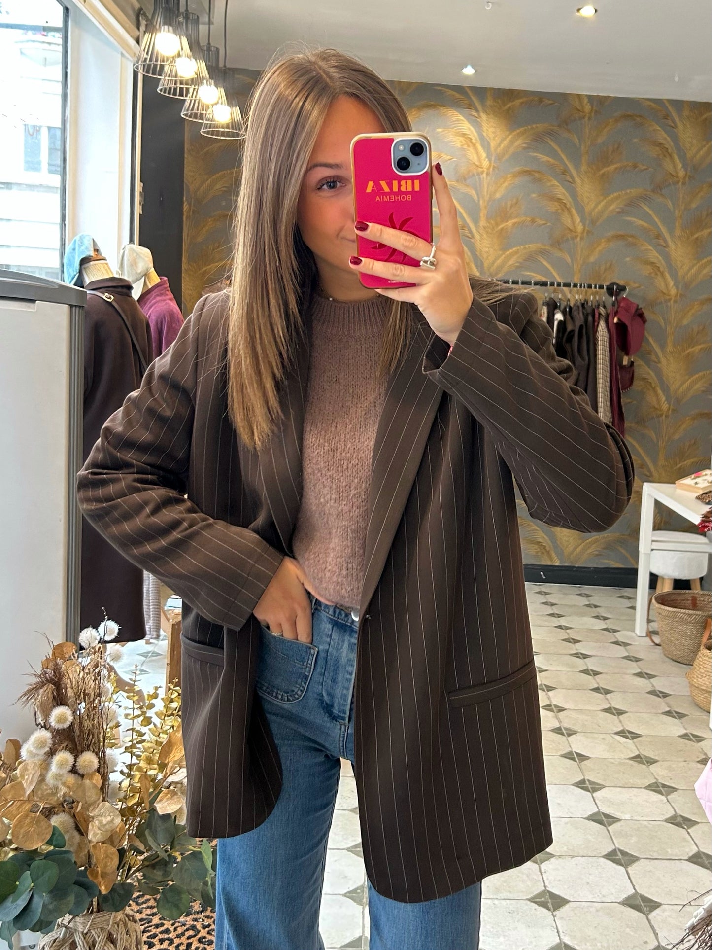 Blazer Scarlett chocolat à rayures