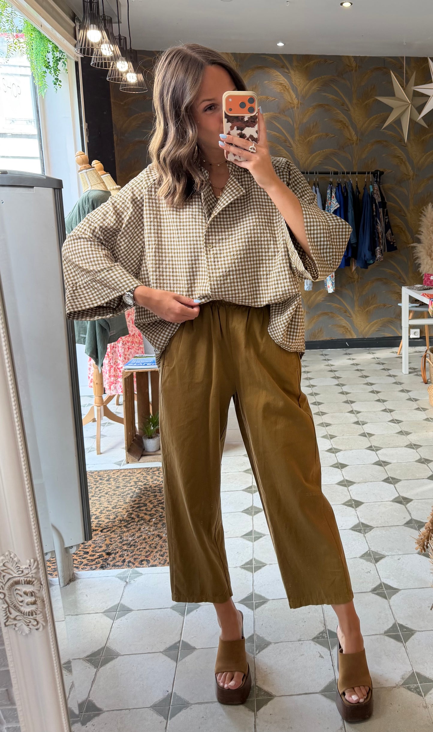 Blouse à carreaux caramel - Johanna Paris