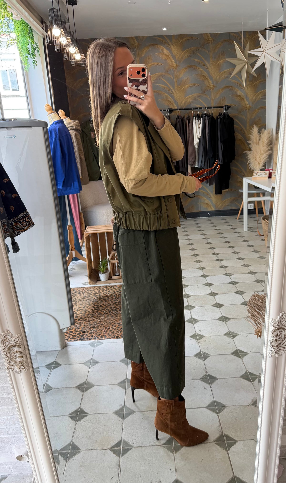 Pantalon en toile avec des liens Kaki - Johanna Paris