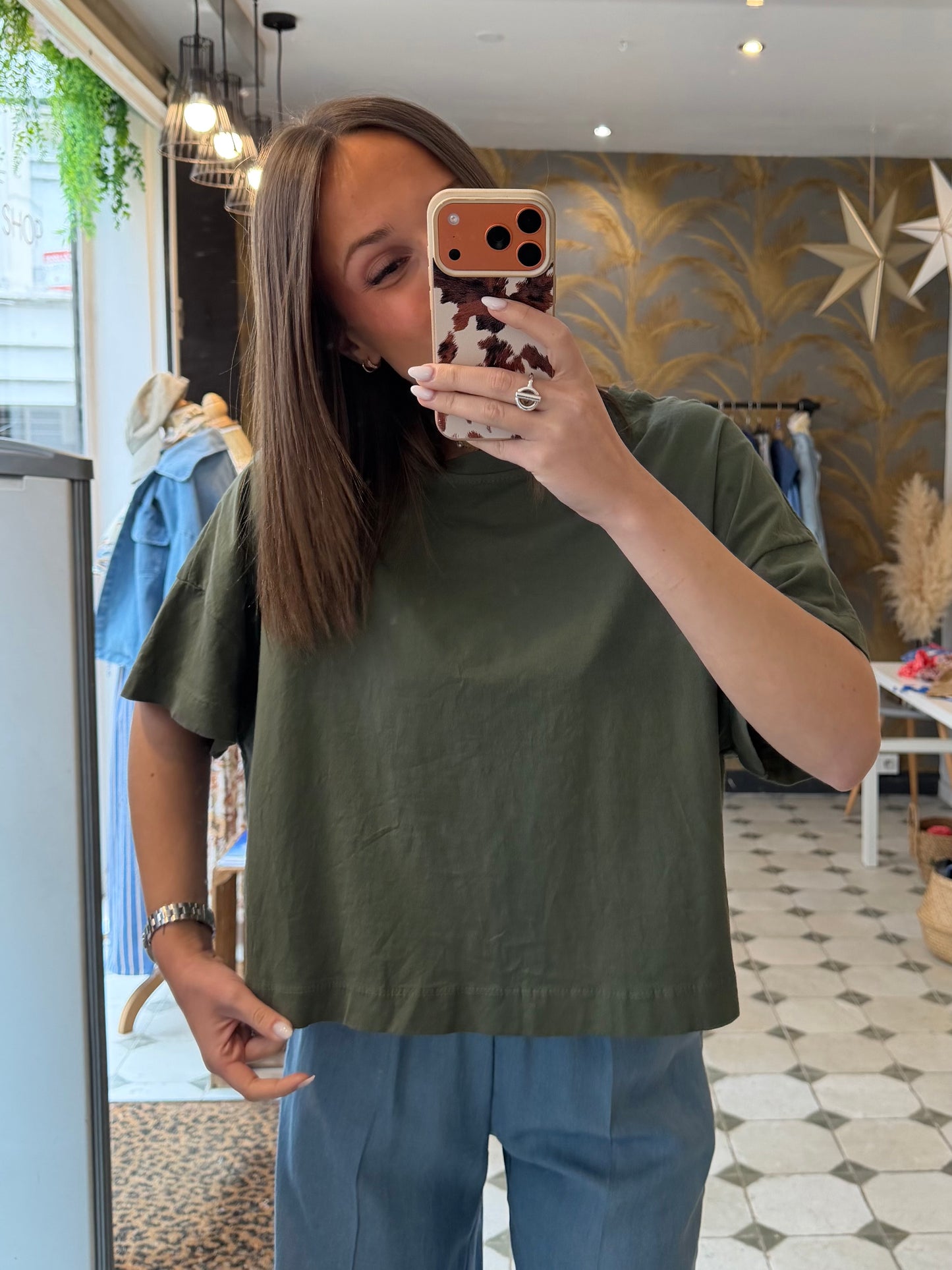 T-Shirt col rond kaki - Johanna Paris
