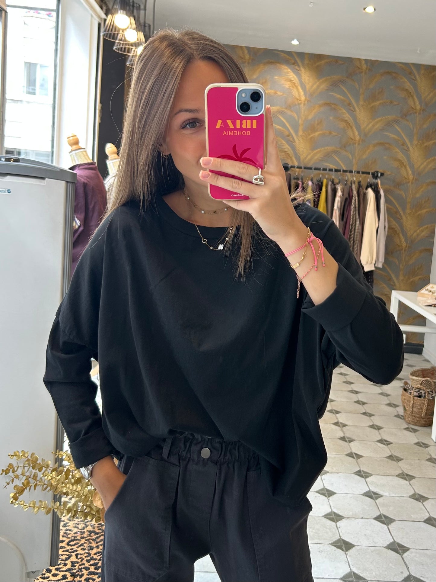 T-Shirt Col Bateau noir - Johanna Paris