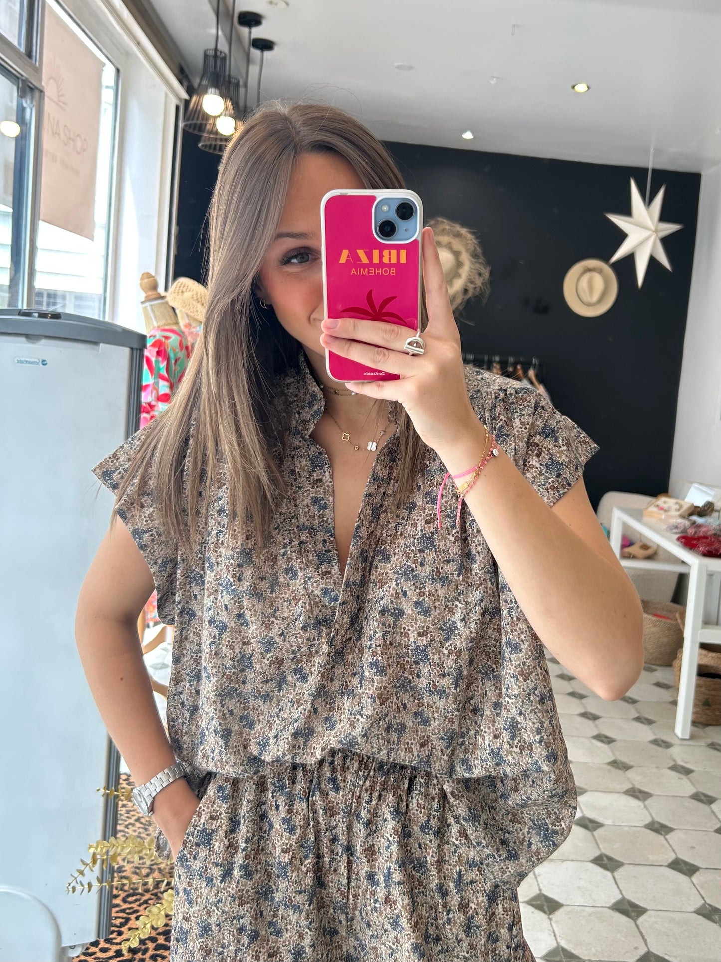 Blouse manches courtes Ama bleu marine - Johanna Paris