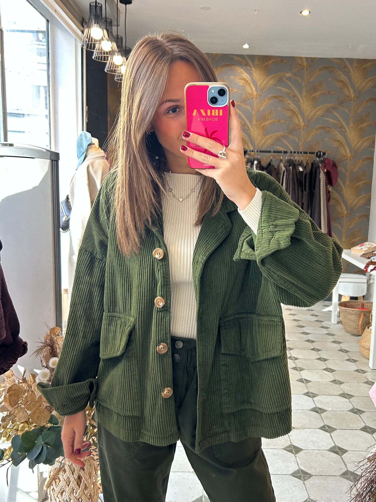 Veste en velours Mélissa kaki - Johanna Paris