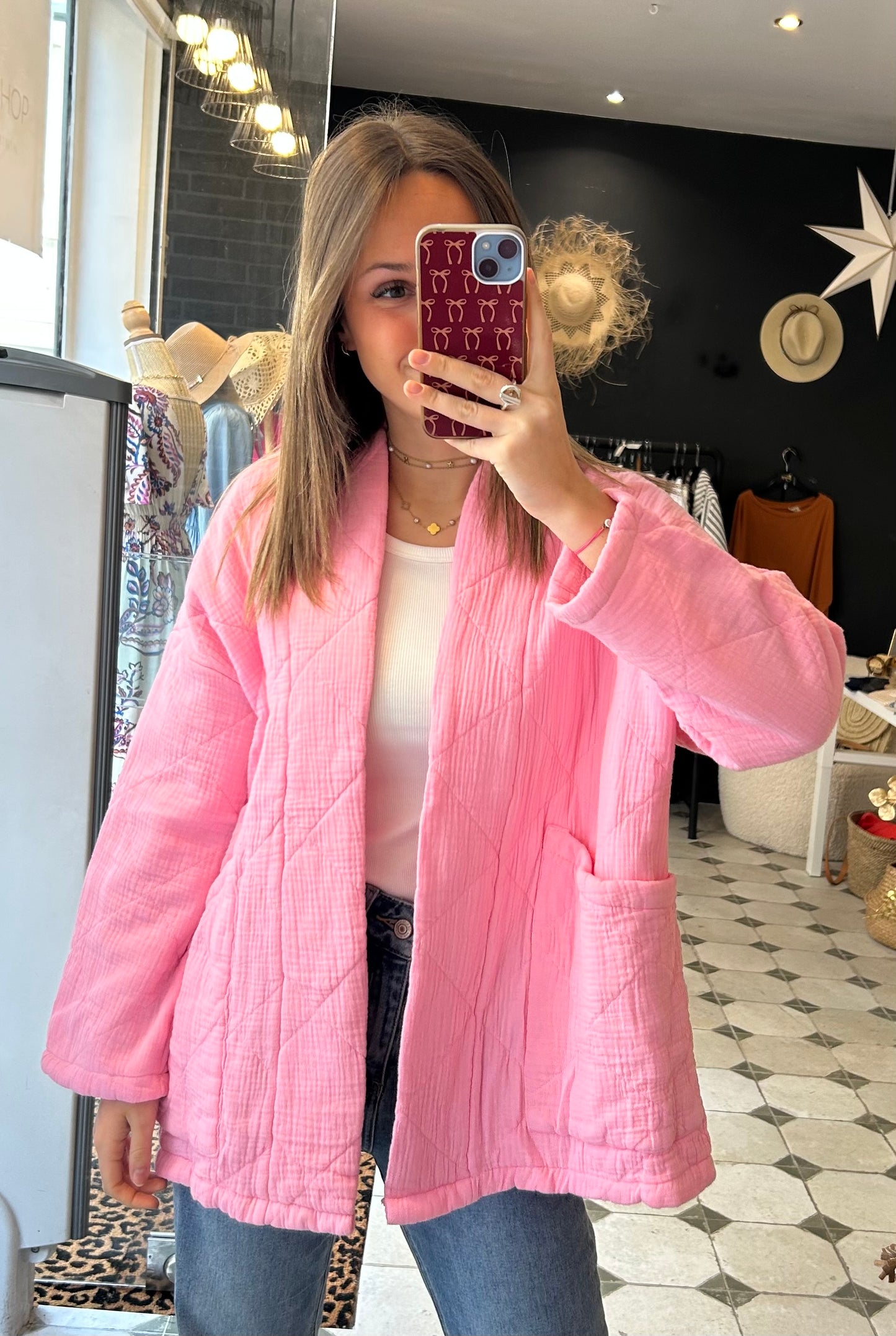 Veste molletonnée Edmée rose