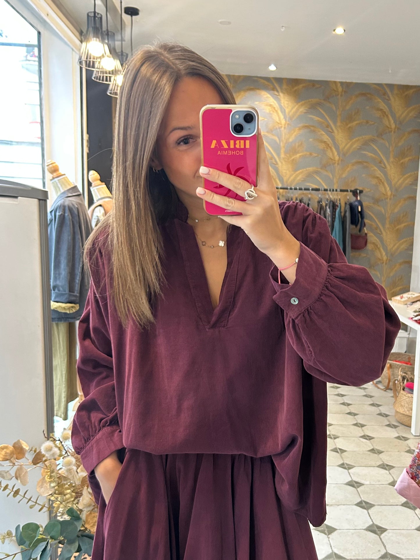 Blouse en velours Solène prune - Johanna Paris