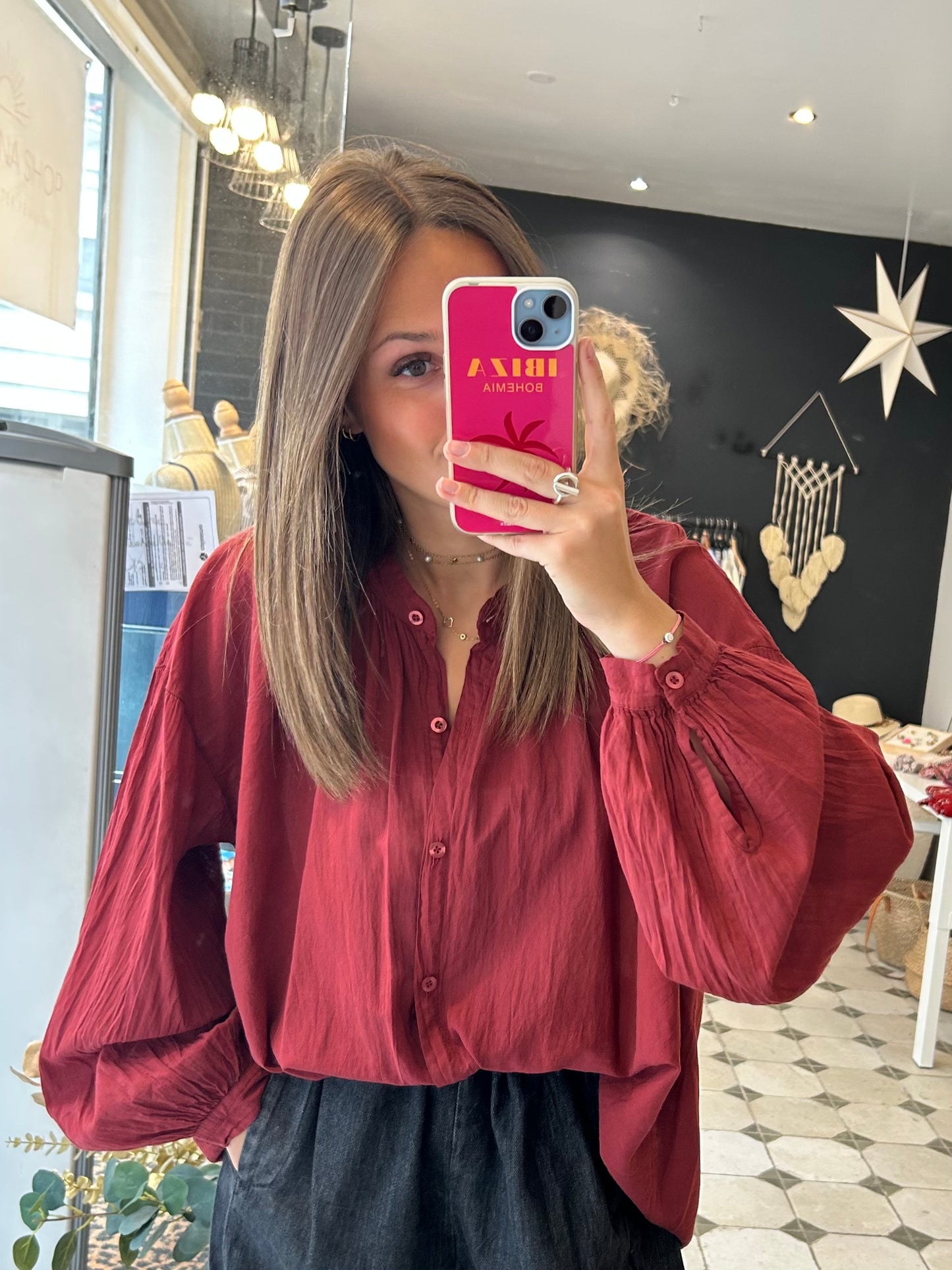 Chemise Clémentine bordeaux - Johanna Paris