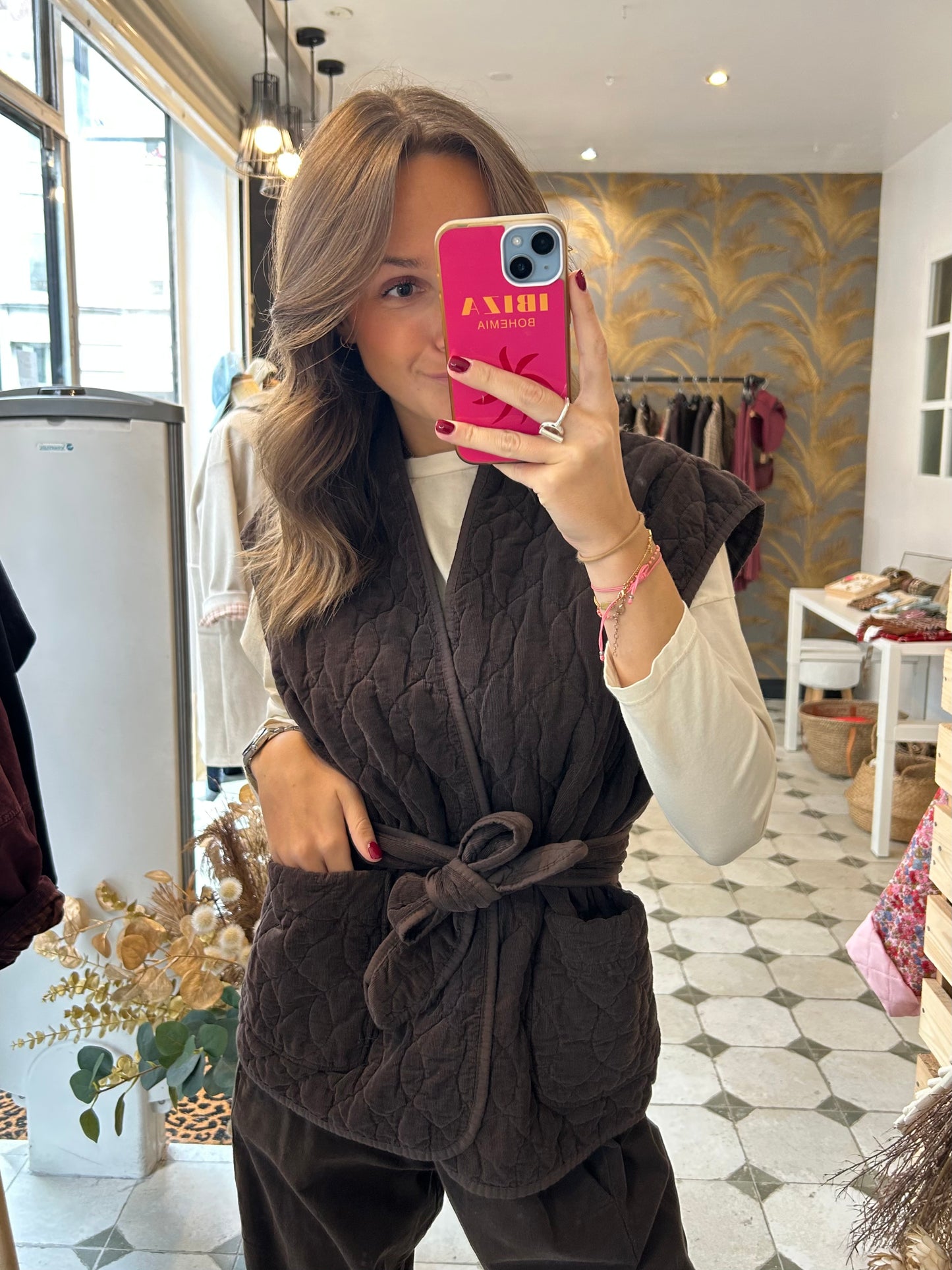 Veste sans manches Aurore chocolat - Johanna Paris