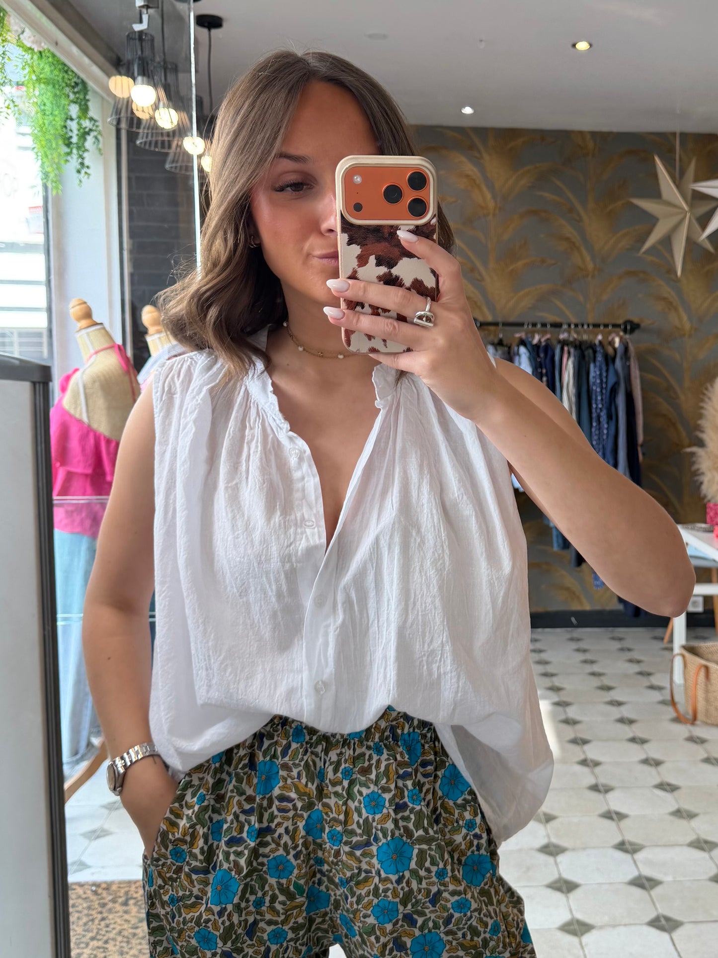 Chemise Clémentine sans manches blanc - Johanna Paris