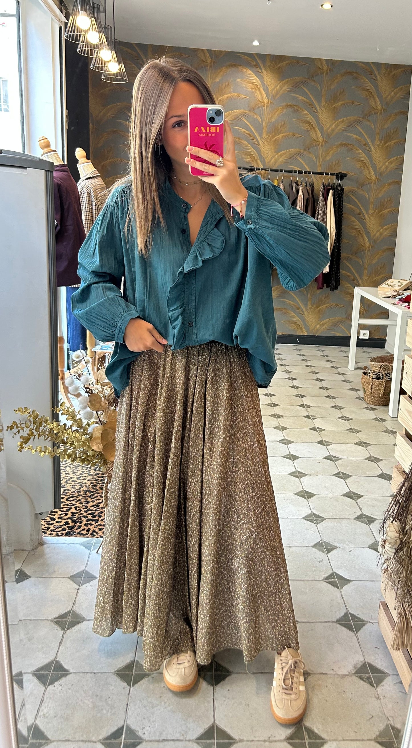 Jupe liberty bleu canard - Johanna Paris