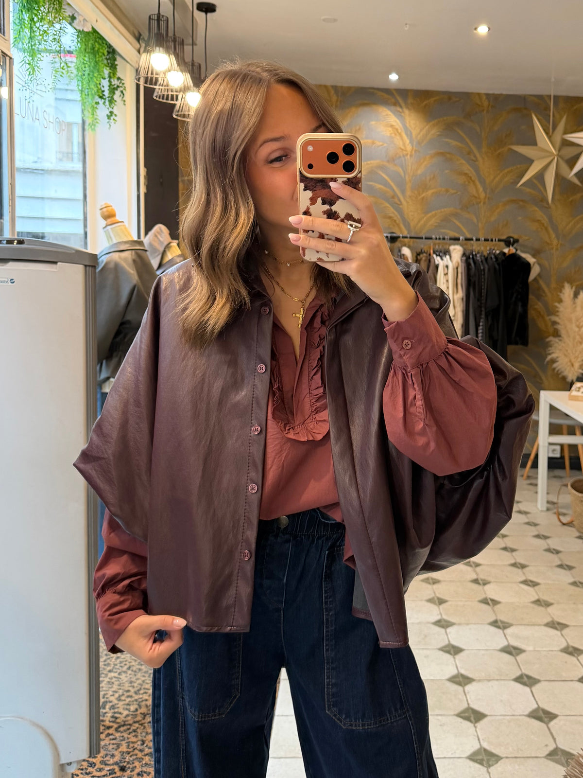 Chemise en similicuir bordeaux - Johanna Paris