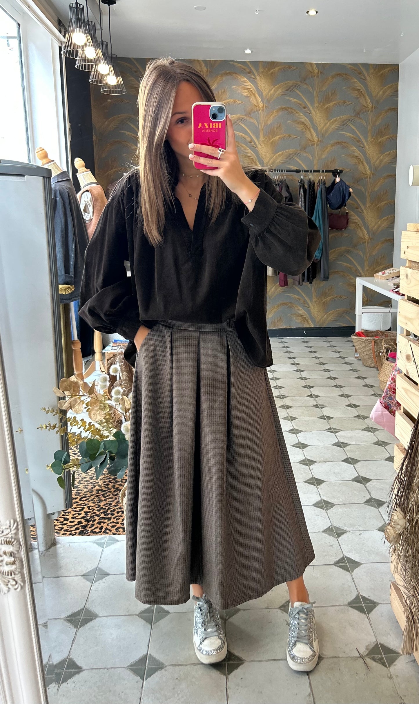 Blouse en velours Solène chocolat - Johanna Paris