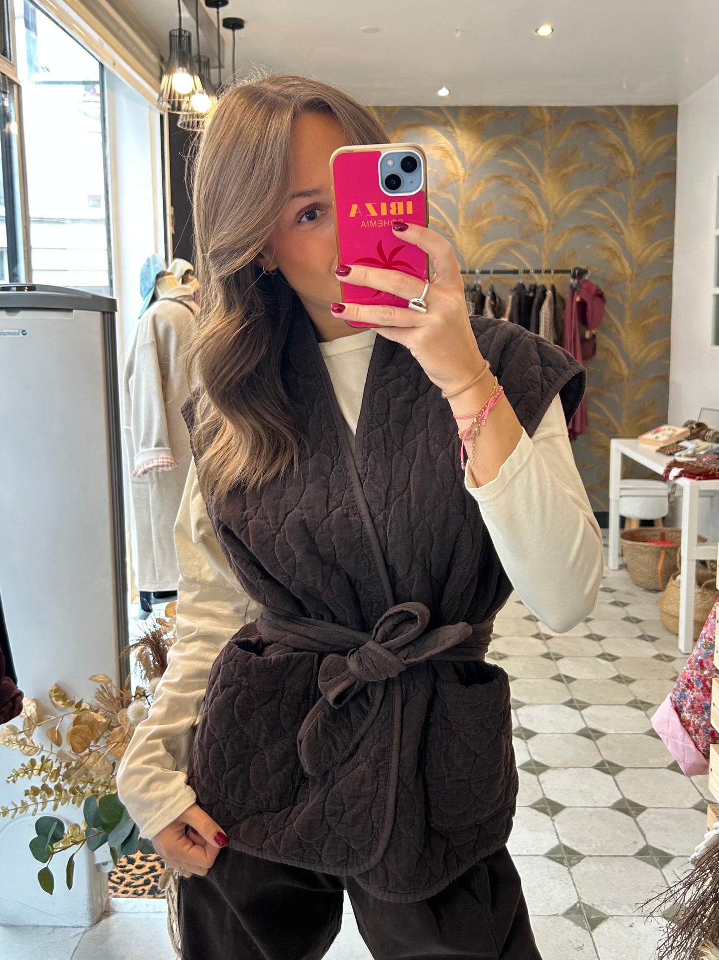 Veste sans manches Aurore chocolat - Johanna Paris