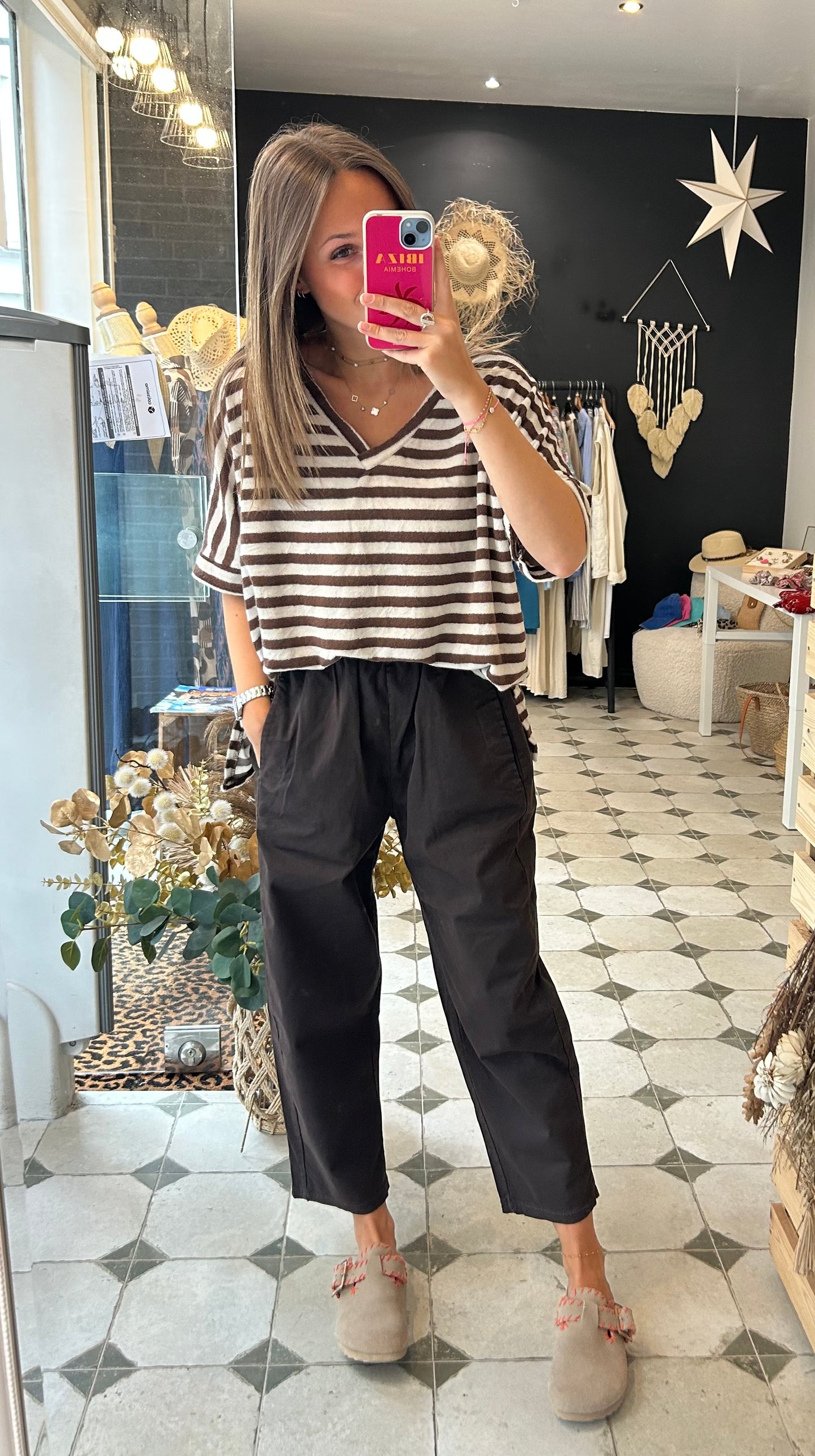 Pantalon Magique en toile chocolat - Johanna Paris