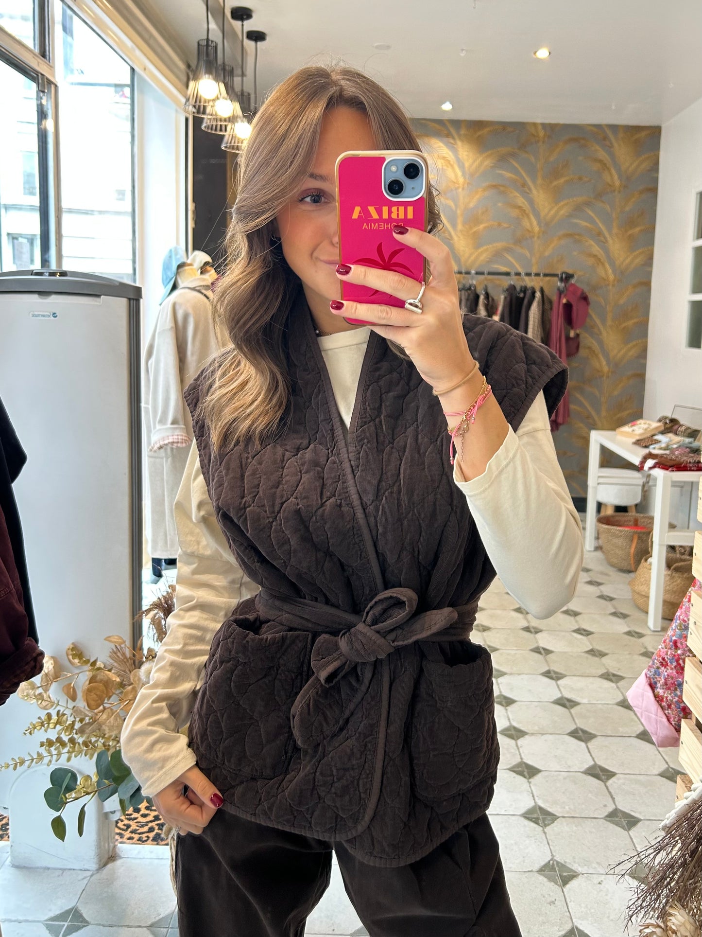 Veste sans manches Aurore chocolat - Johanna Paris