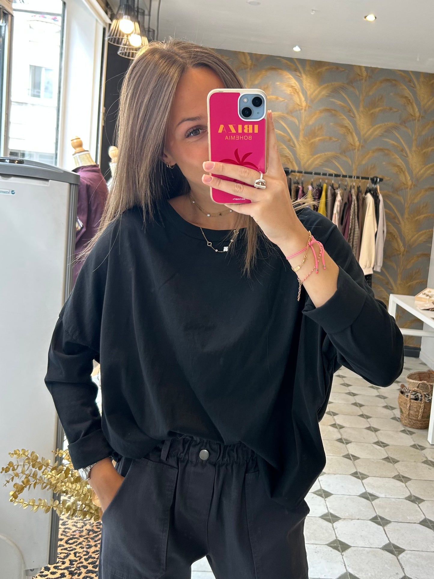 T-Shirt Col Bateau noir - Johanna Paris