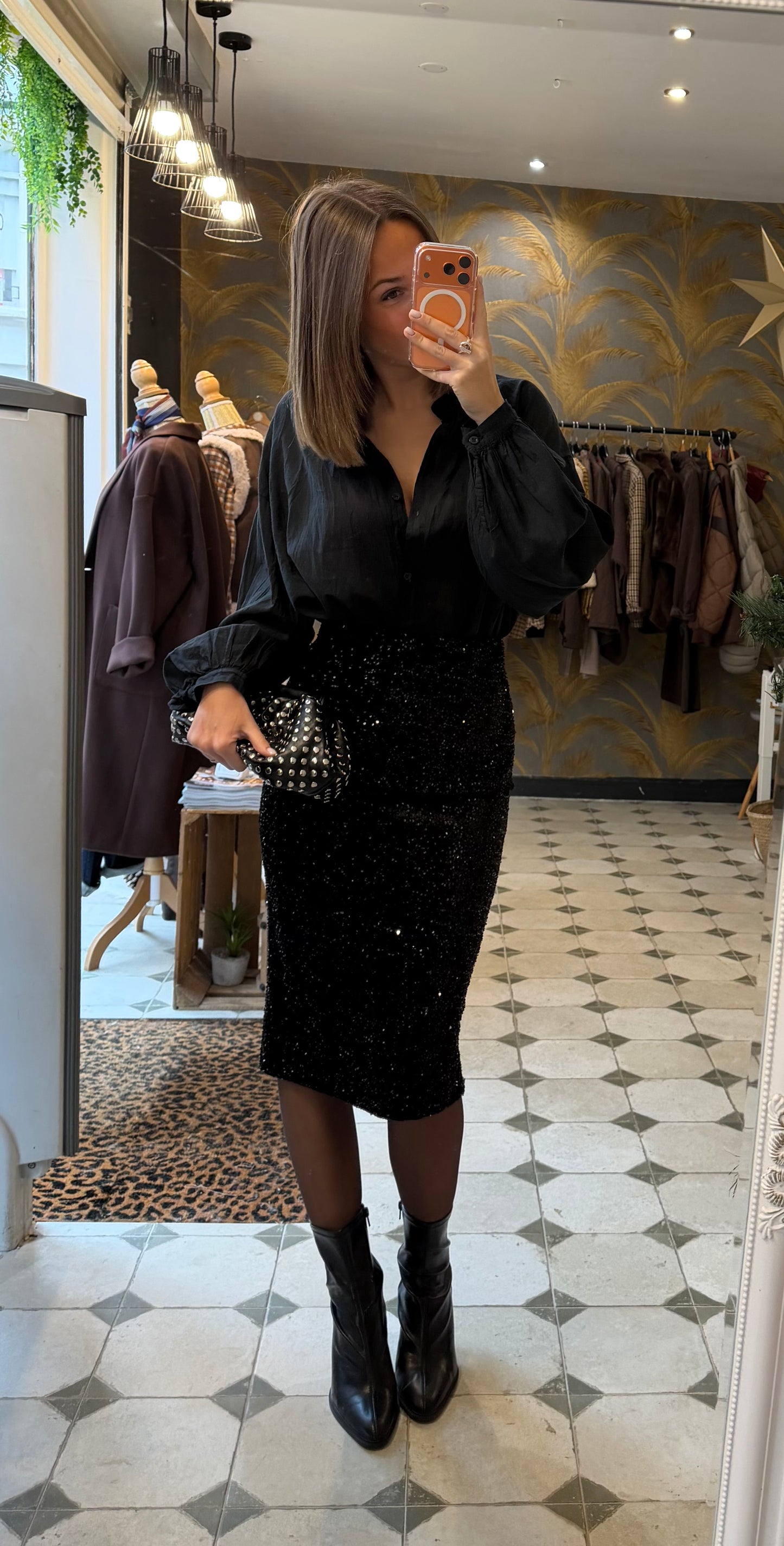 Jupe crayon en sequin - Johanna Paris