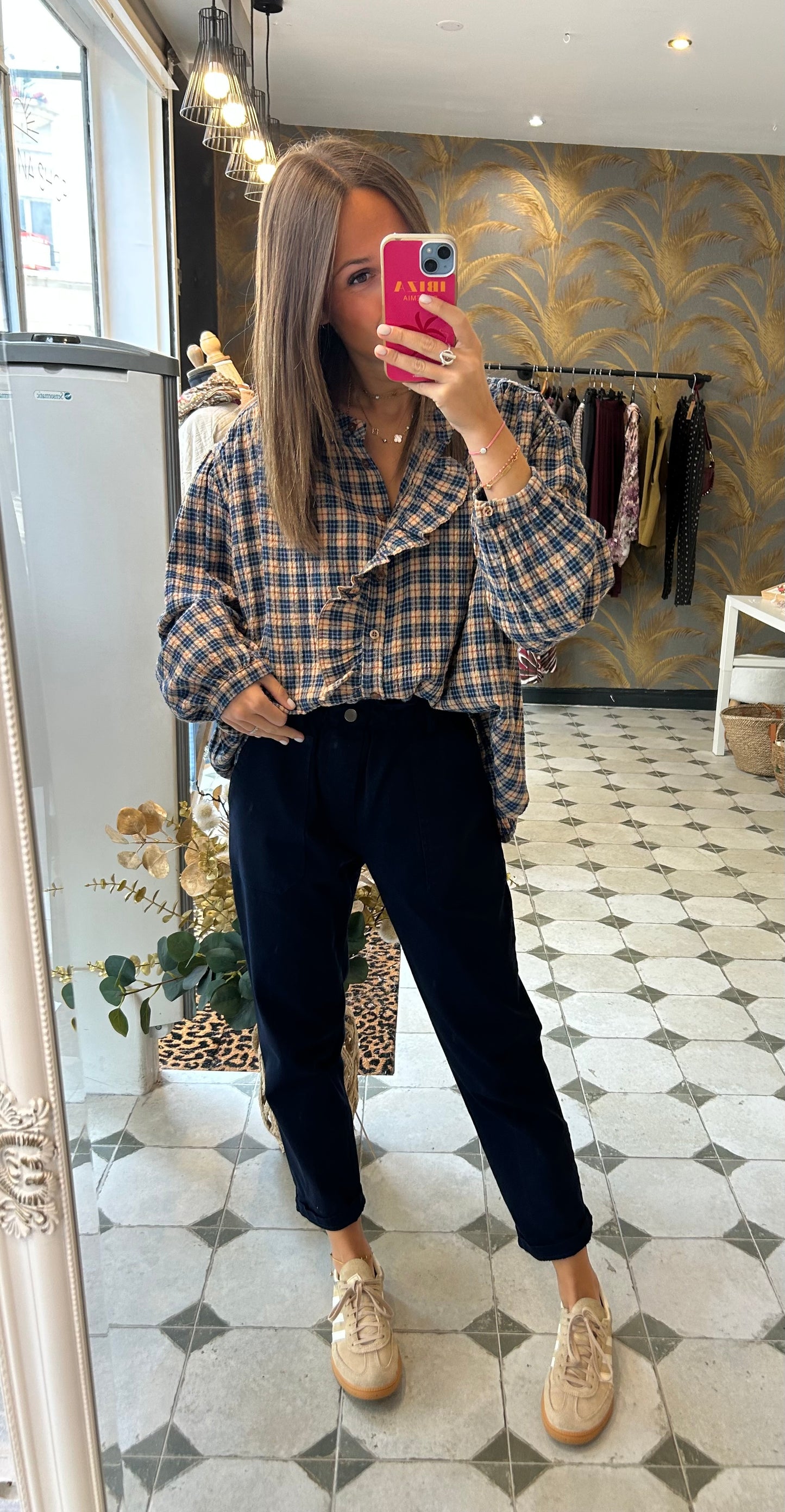 Pantalon en Toile bleu marine - Johanna Paris