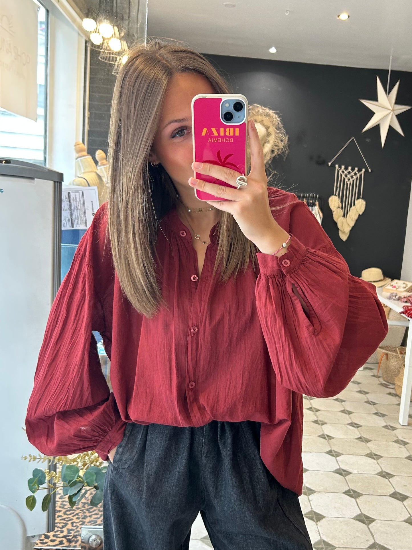 Chemise Clémentine bordeaux - Johanna Paris
