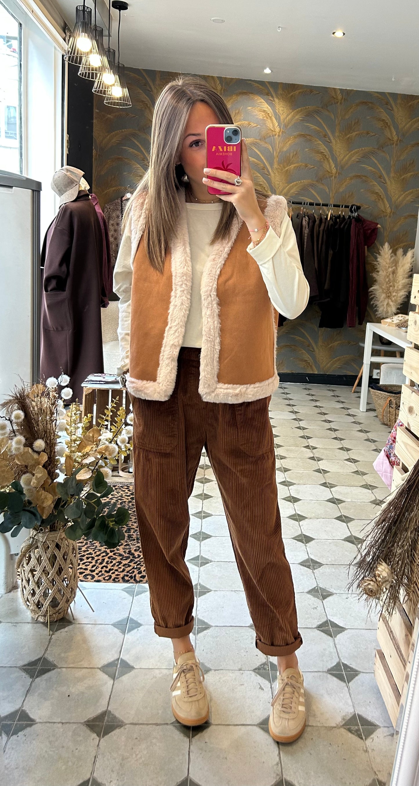 Pantalon en velours camel foncé - Johanna Paris