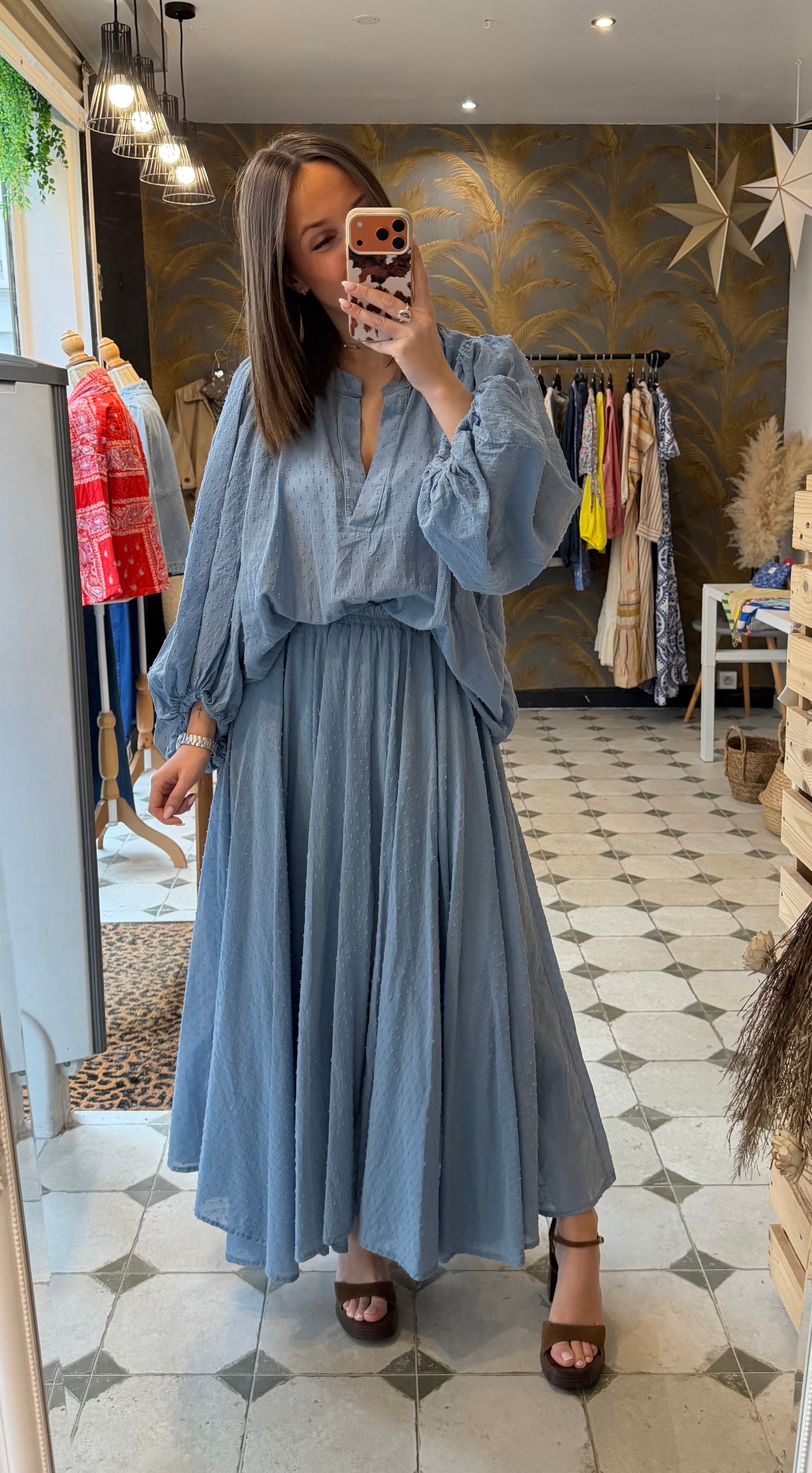 Jupe Flore bleue - Johanna Paris