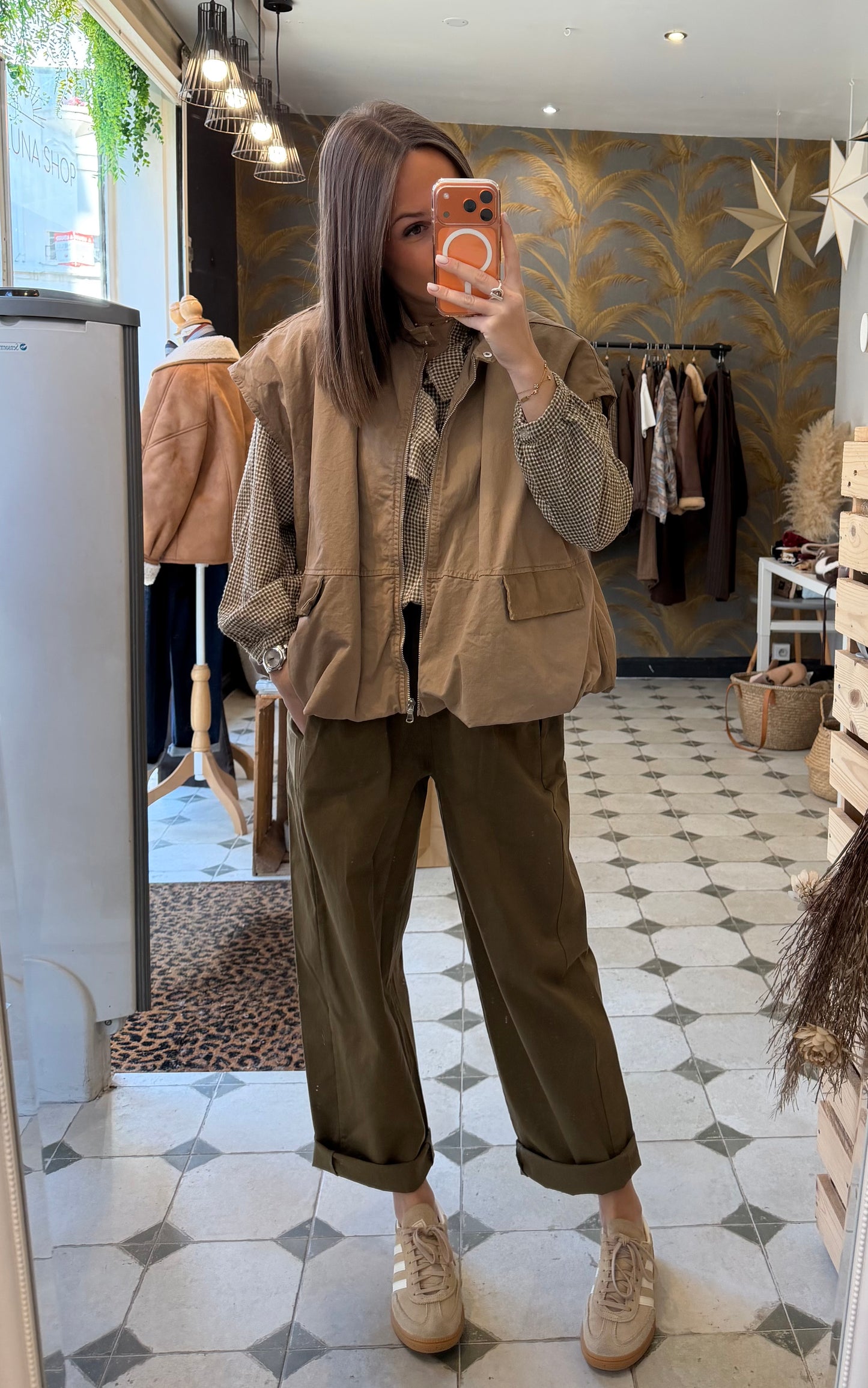 Gilet sans manches Octavie Camel - Johanna Paris