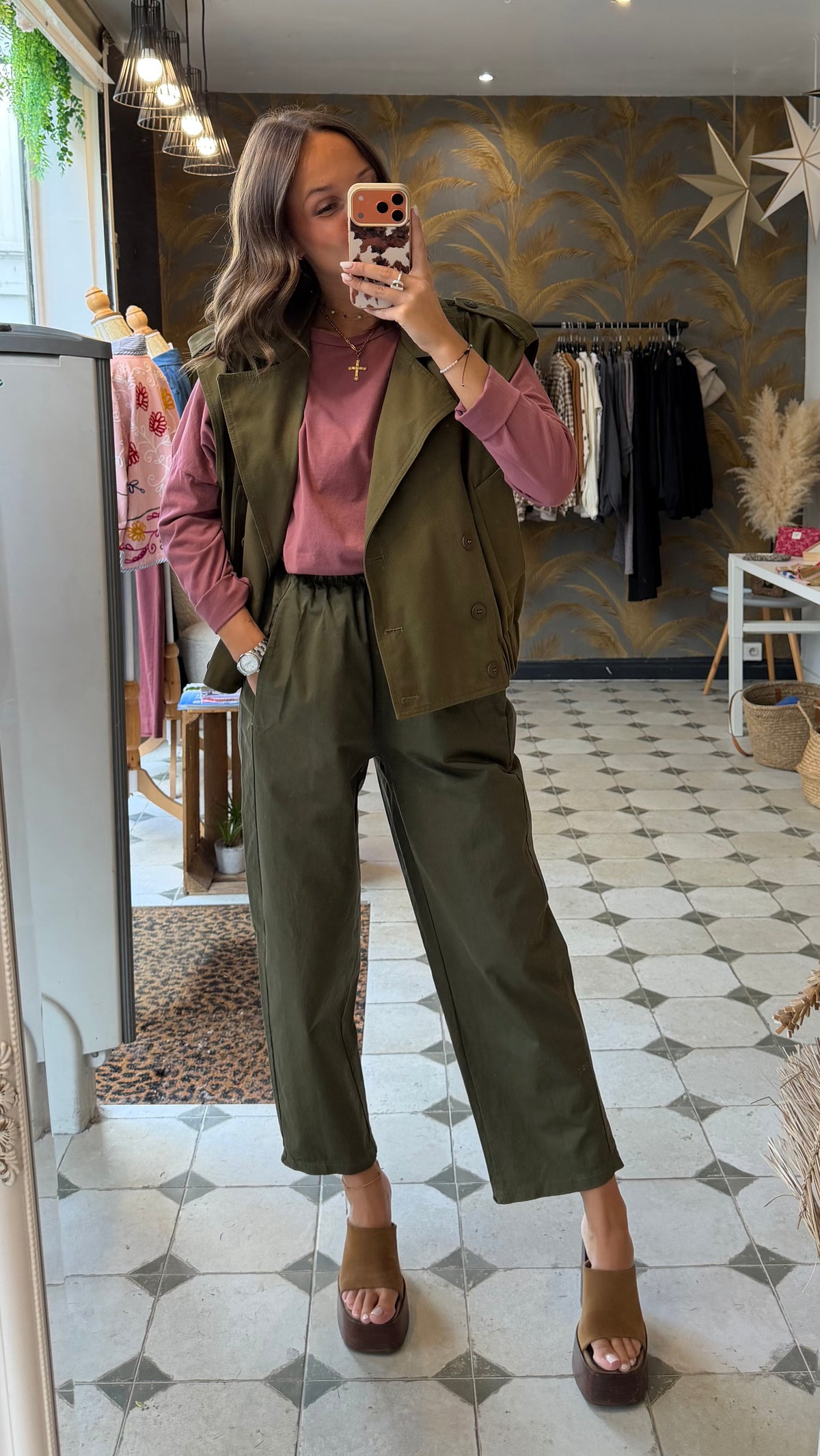 Pantalon Magique en toile kaki clair - Johanna Paris