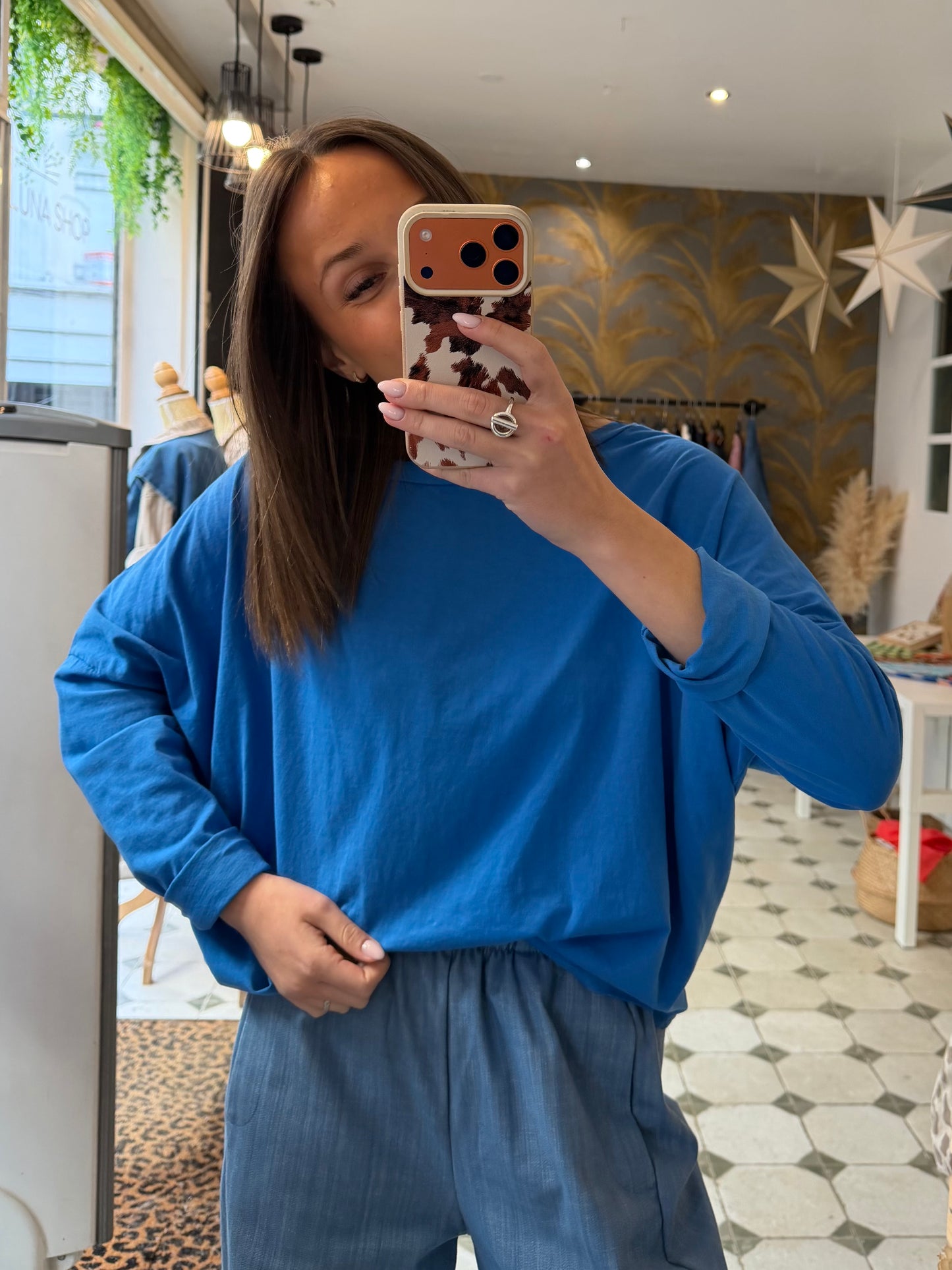 T-Shirt Col Bateau bleu royal - Johanna Paris