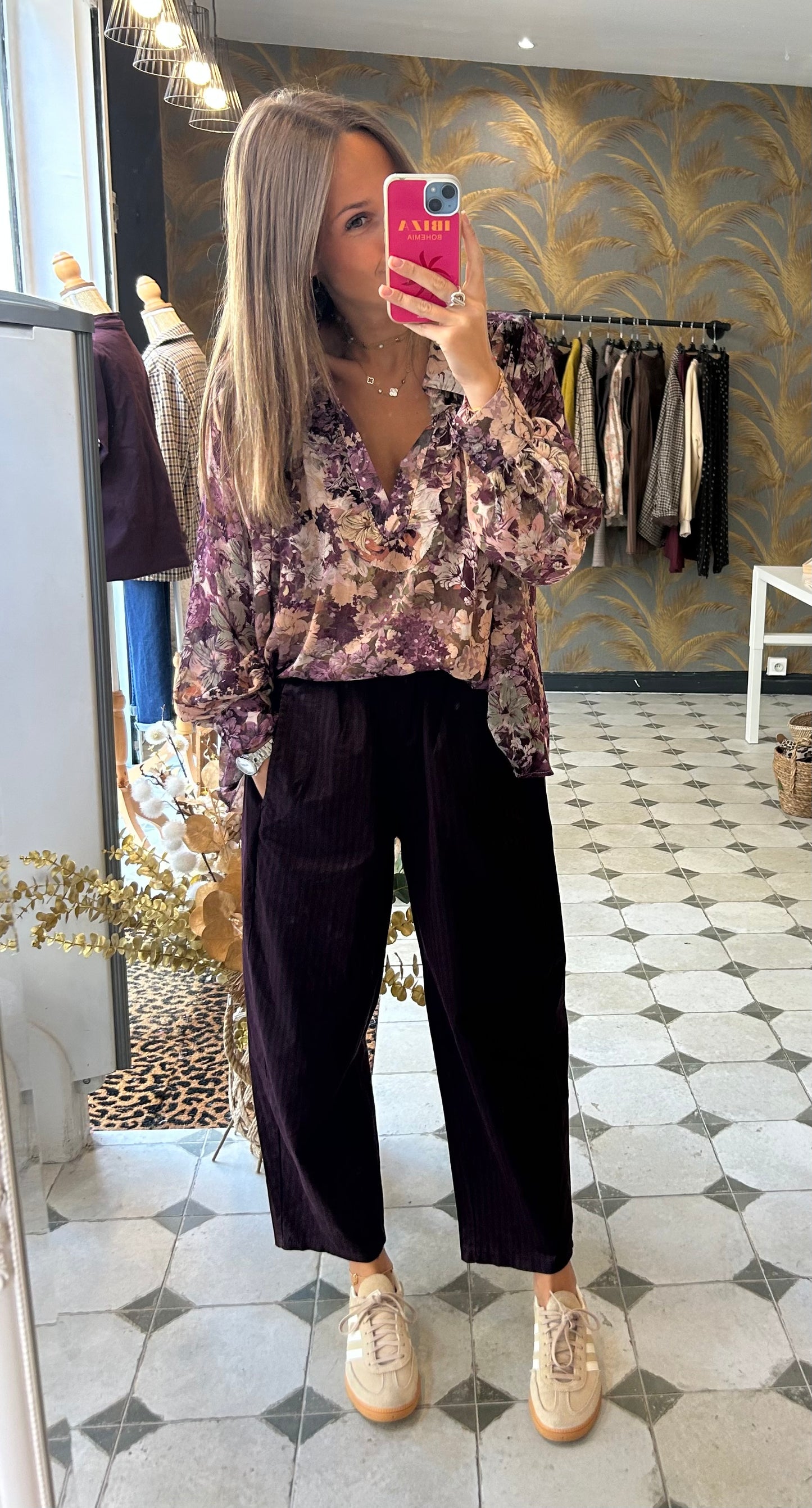 Pantalon Magique rayé prune - Johanna Paris