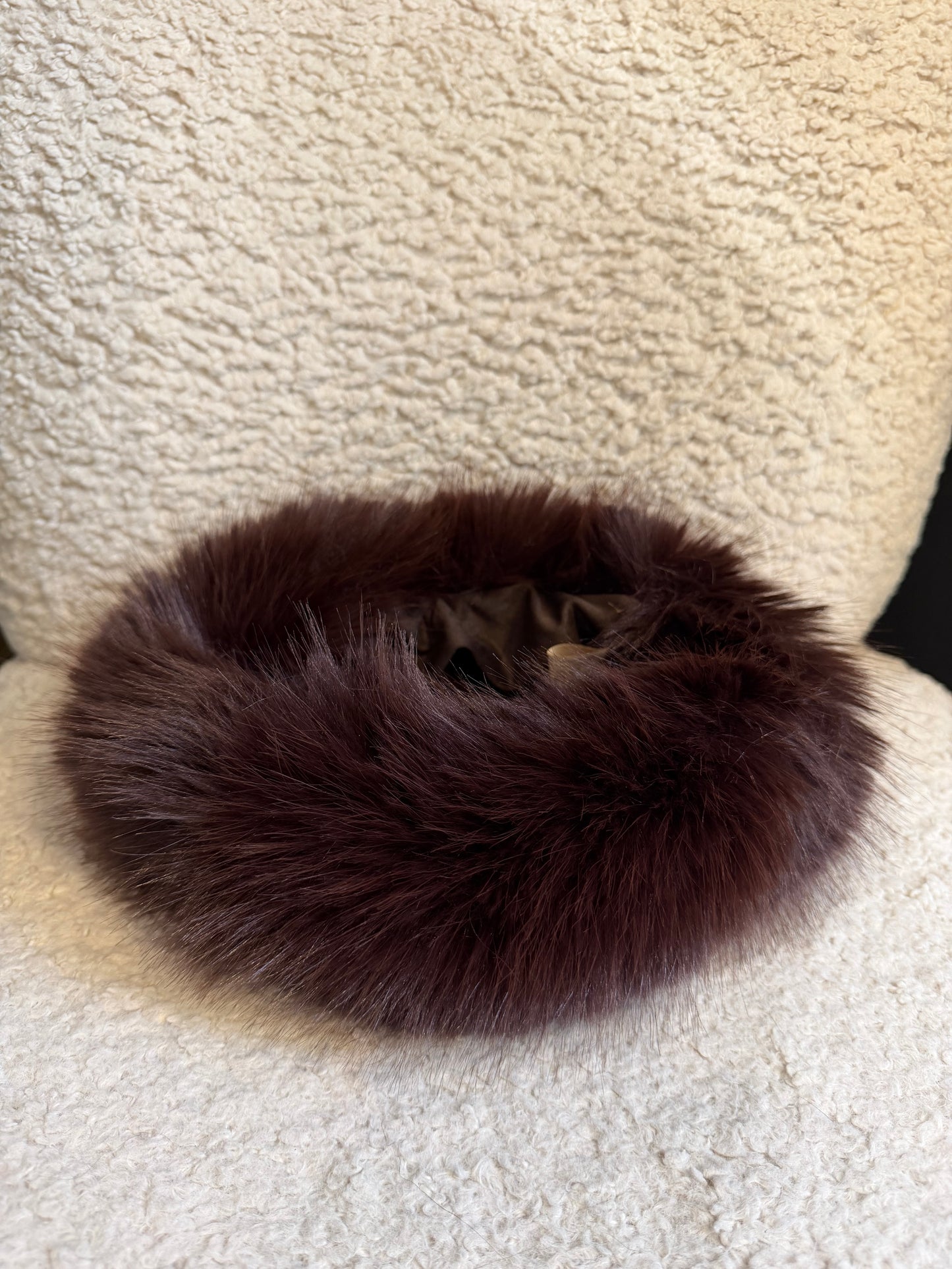 Tour de tête en fausse fourrure marron