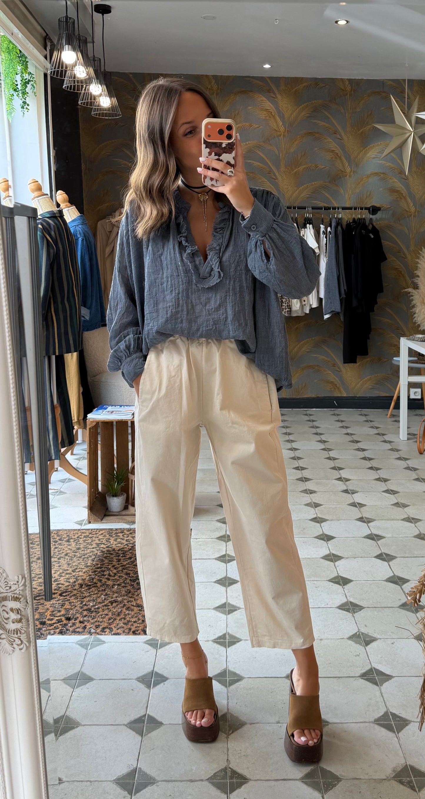 Blouse ML Aria bleu-gris - Johanna Paris