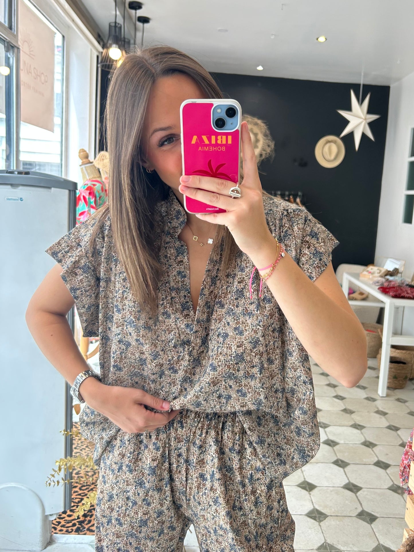 Blouse manches courtes Ama bleu marine - Johanna Paris
