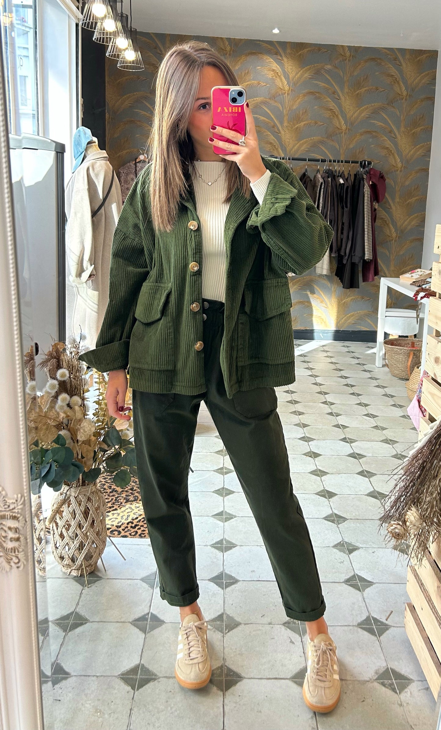 Veste en velours Mélissa kaki - Johanna Paris