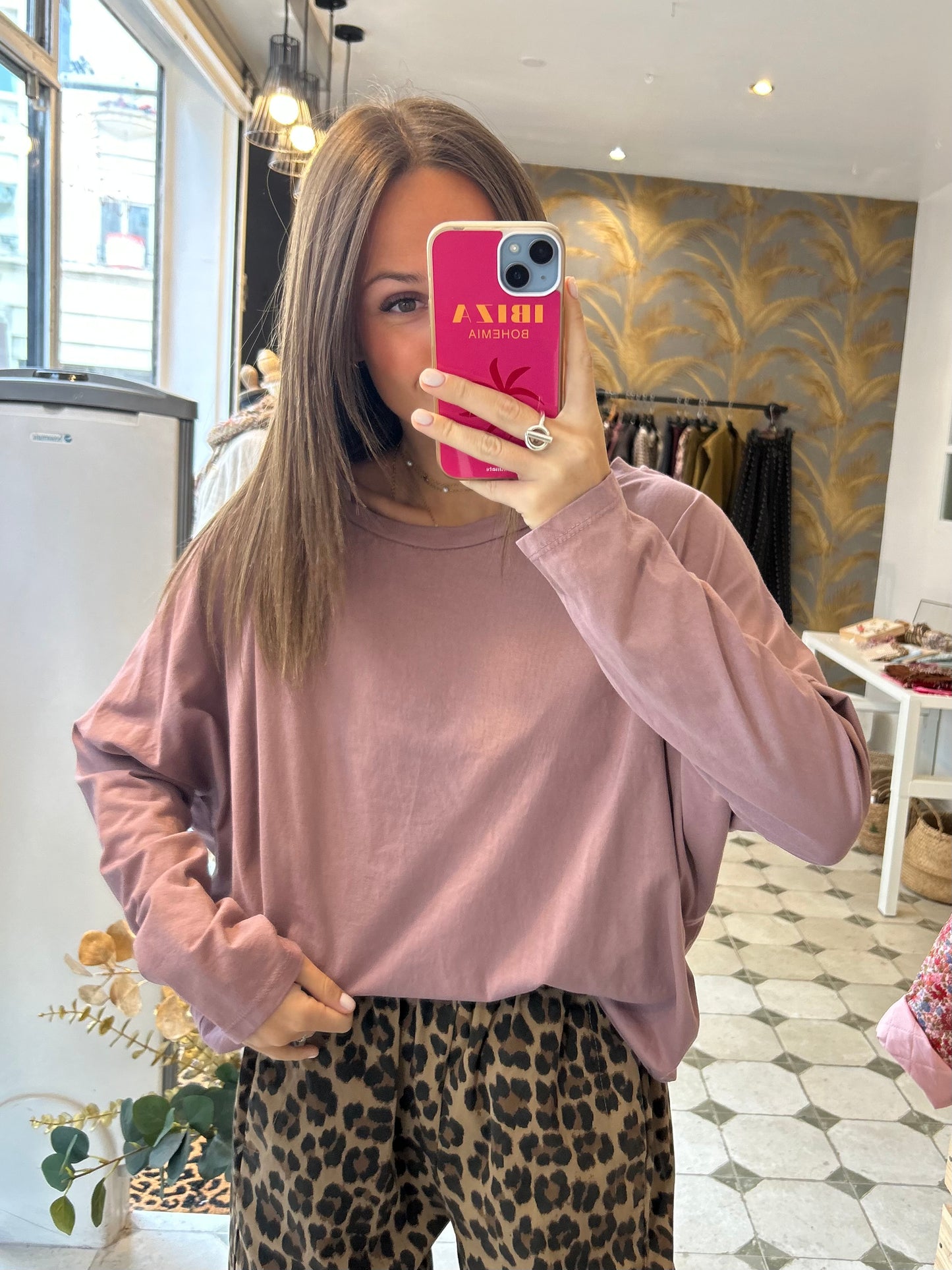T-Shirt Col Bateau vieux rose - Johanna Paris