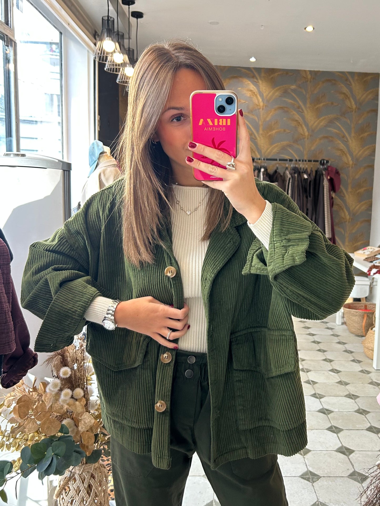 Veste en velours Mélissa kaki - Johanna Paris