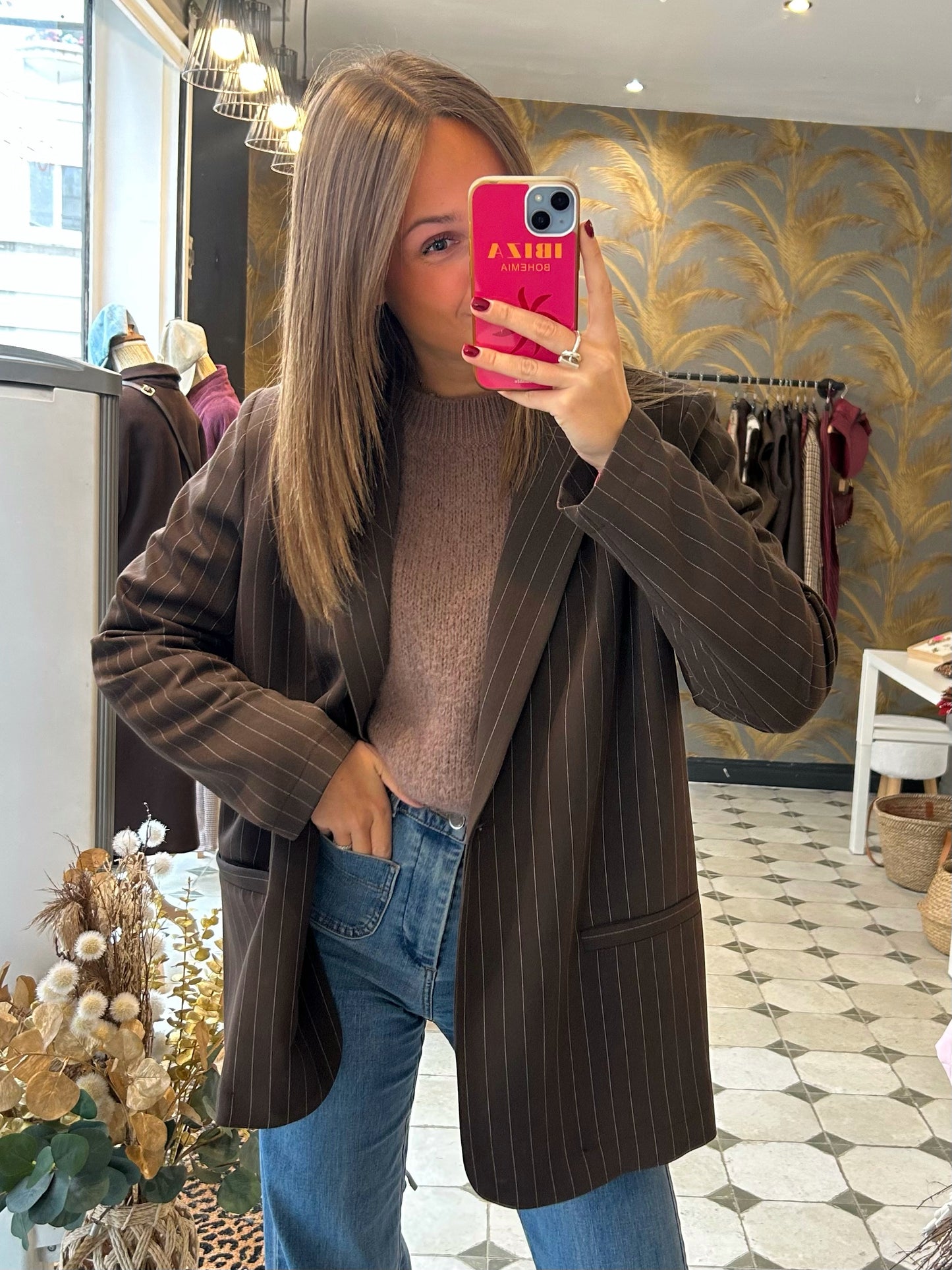Blazer Scarlett chocolat à rayures