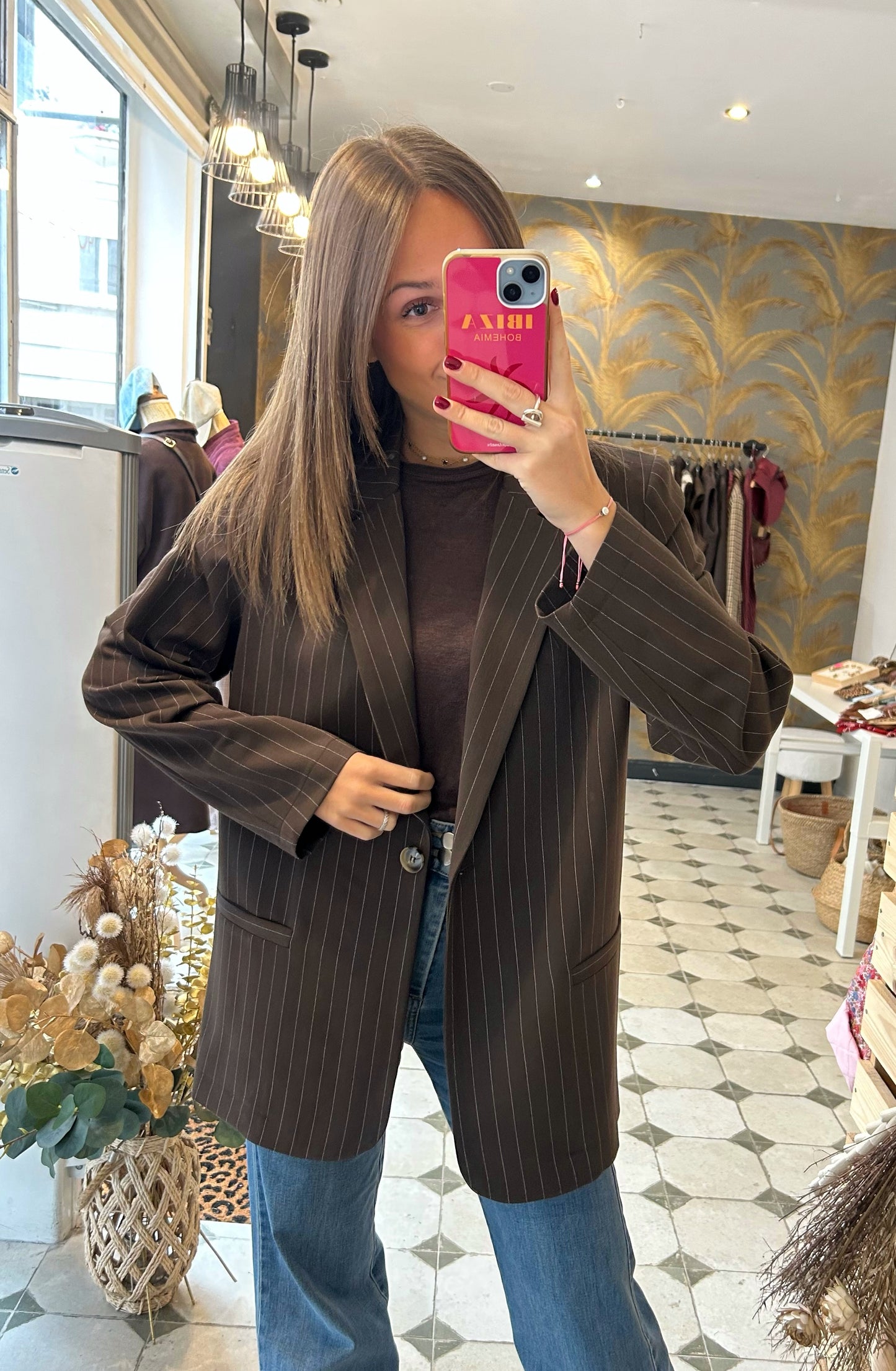 Blazer Scarlett chocolat à rayures