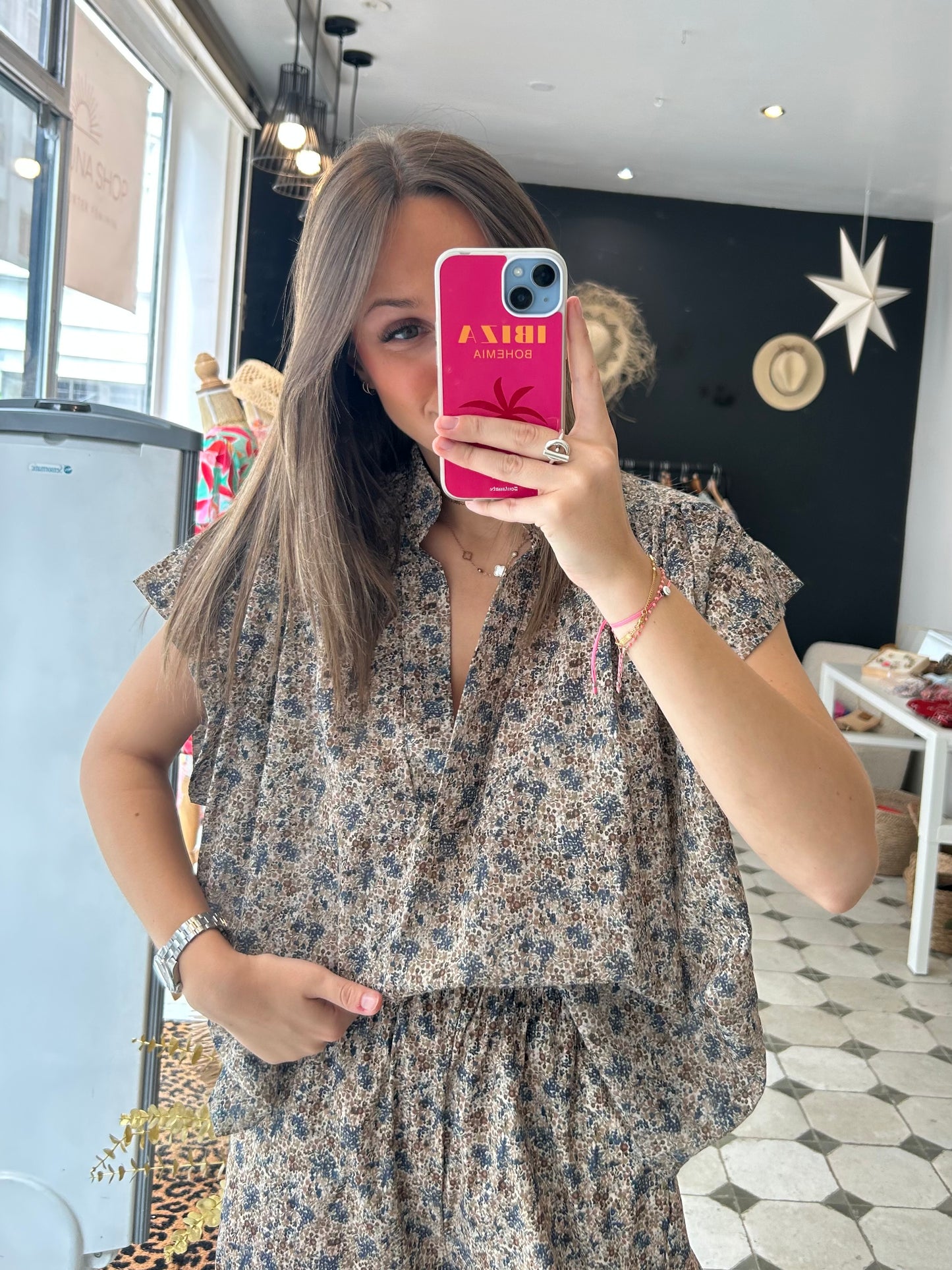 Blouse manches courtes Ama bleu marine - Johanna Paris