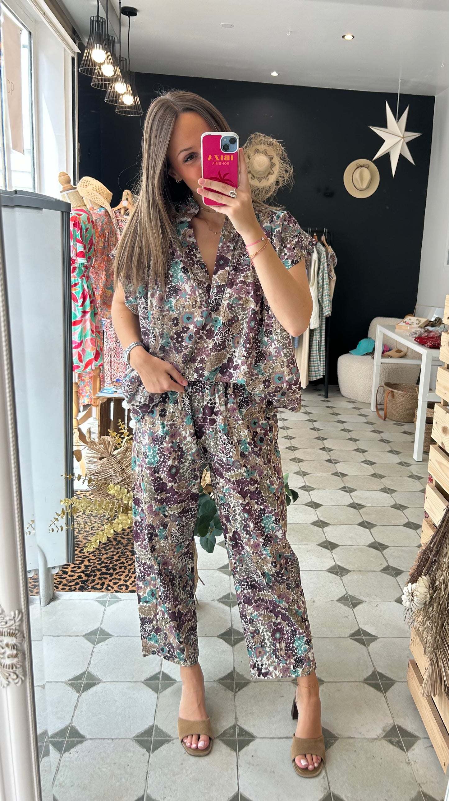 Blouse manches courtes Liberty prune - Johanna Paris