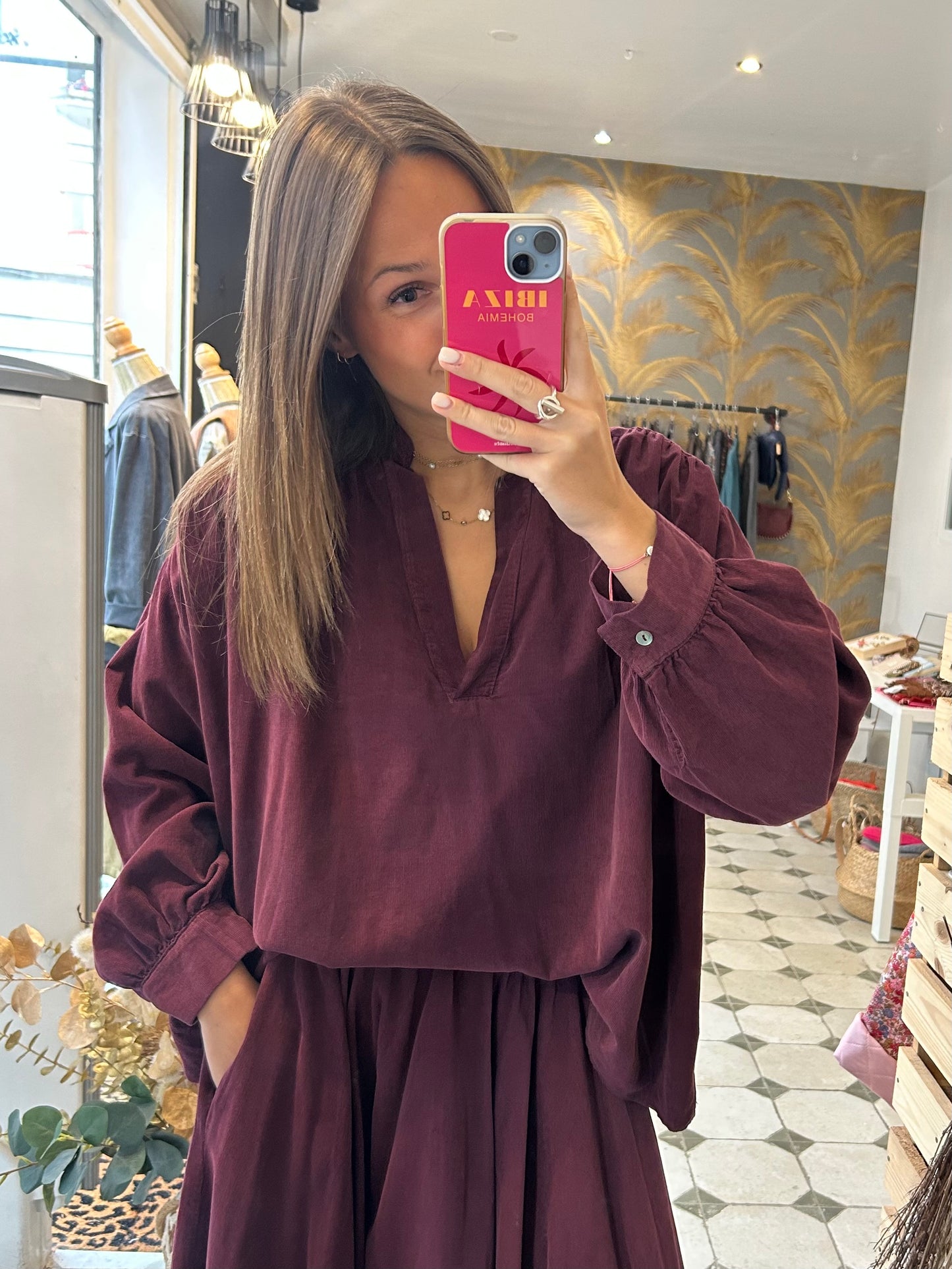 Blouse en velours Solène prune - Johanna Paris