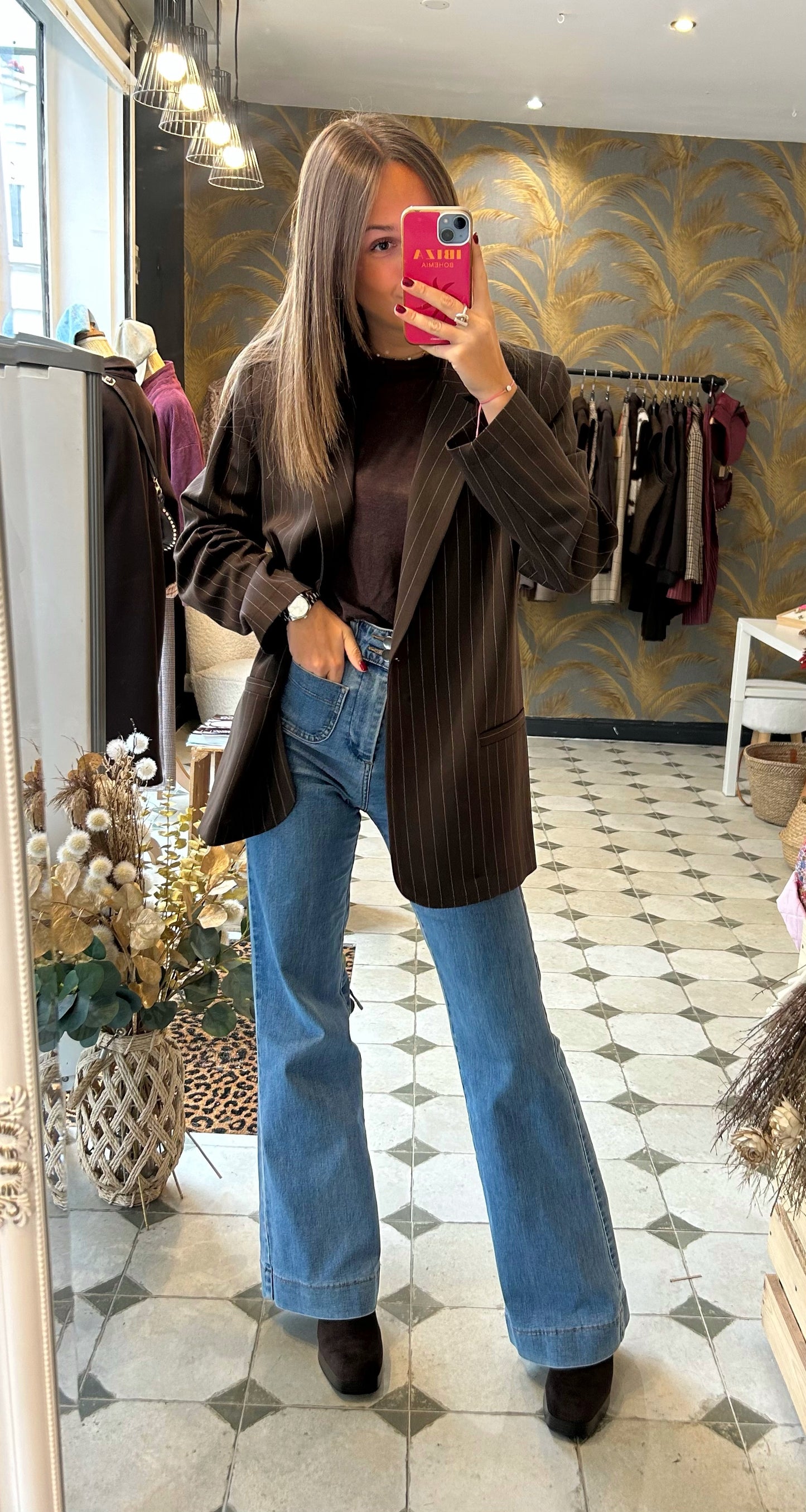 Blazer Scarlett chocolat à rayures
