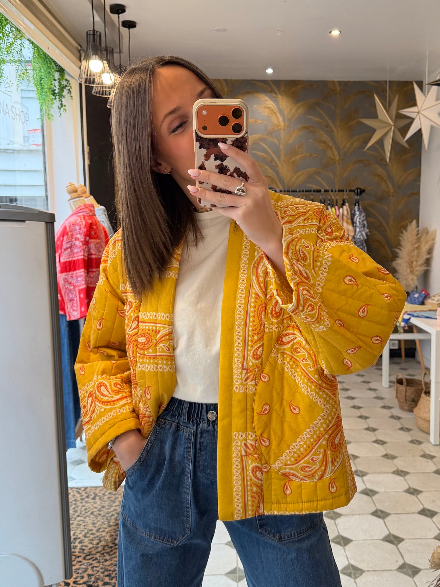 Veste matelassée bandana jaune - Johanna Paris