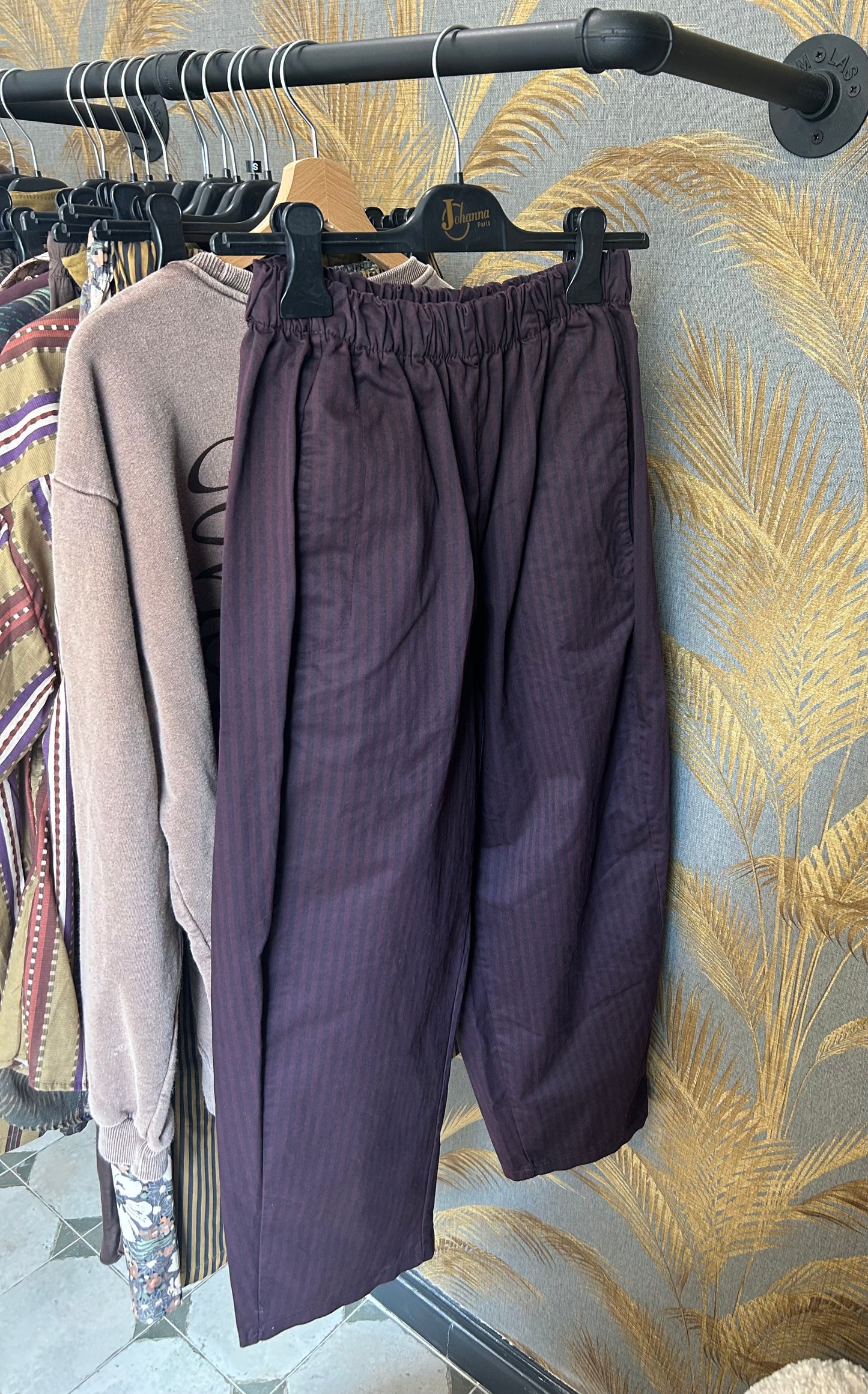 Pantalon Magique rayé prune - Johanna Paris