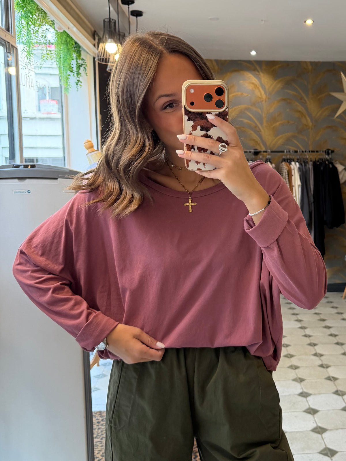 T-Shirt Col Bateau vieux rose - Johanna Paris