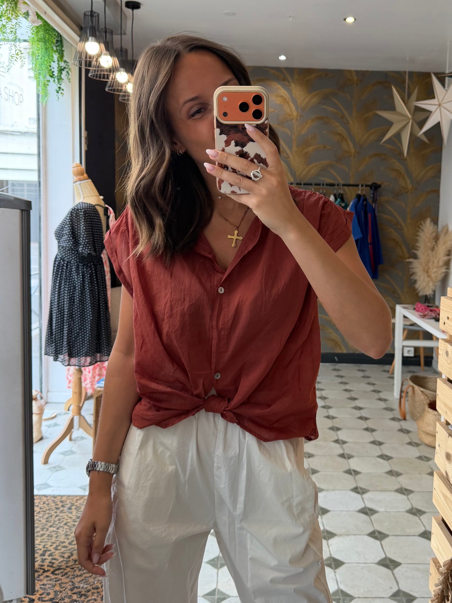 Blouse sans manches Myla terracotta - Johanna Paris