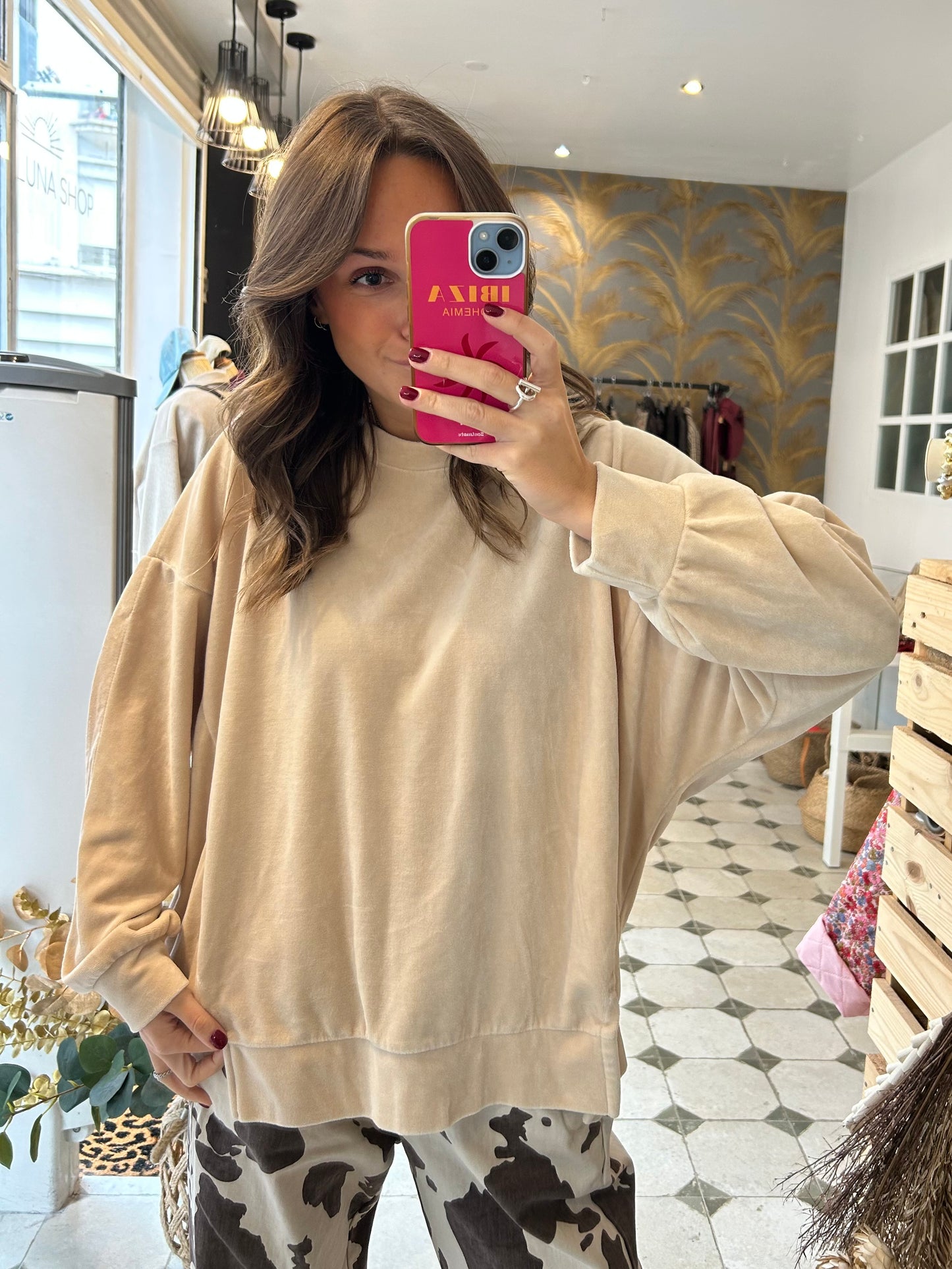 Sweat en velours écru - Johanna Paris