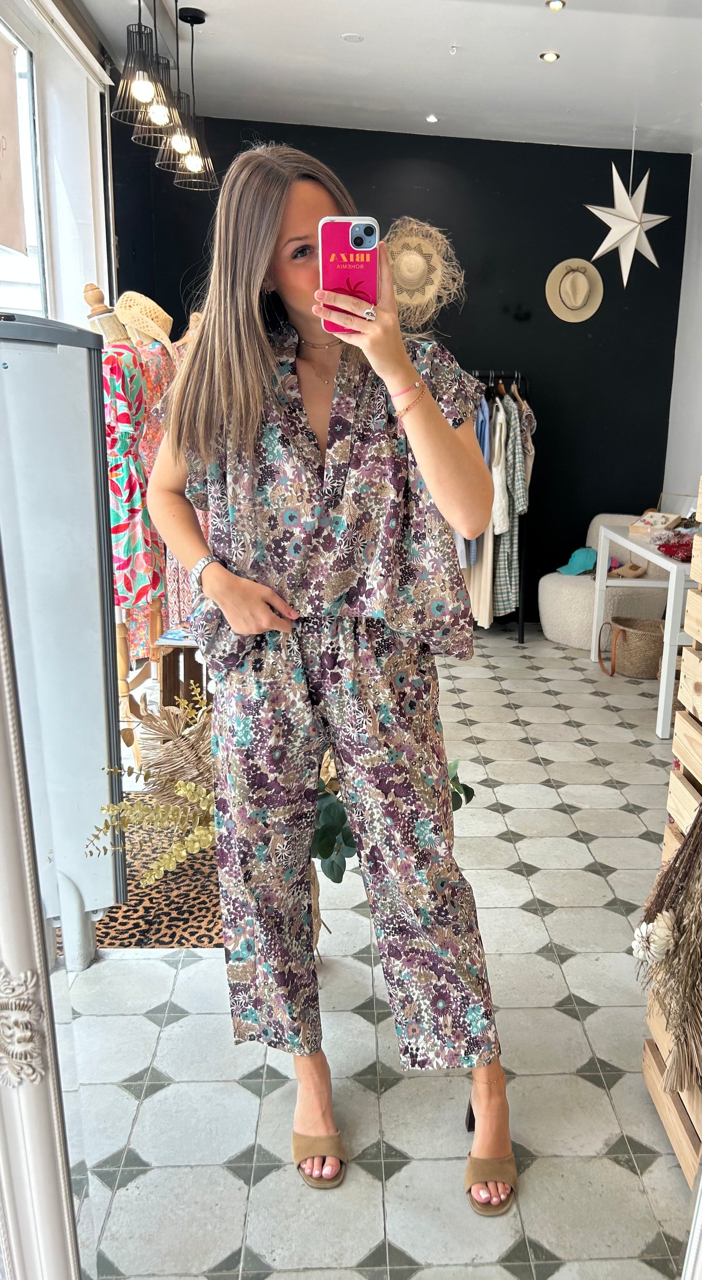 Blouse manches courtes Liberty prune - Johanna Paris