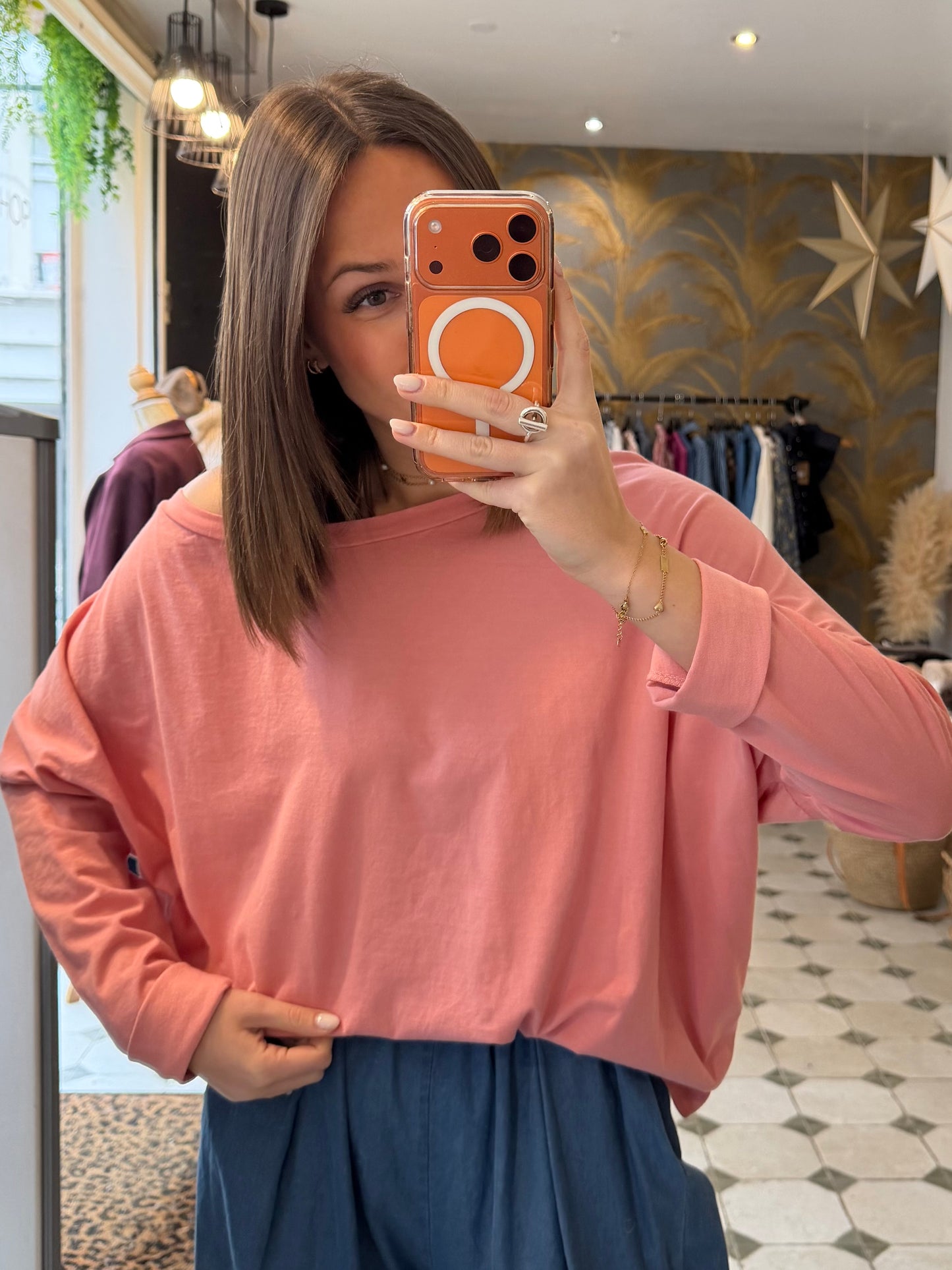 T-Shirt Col Bateau rose - Johanna Paris