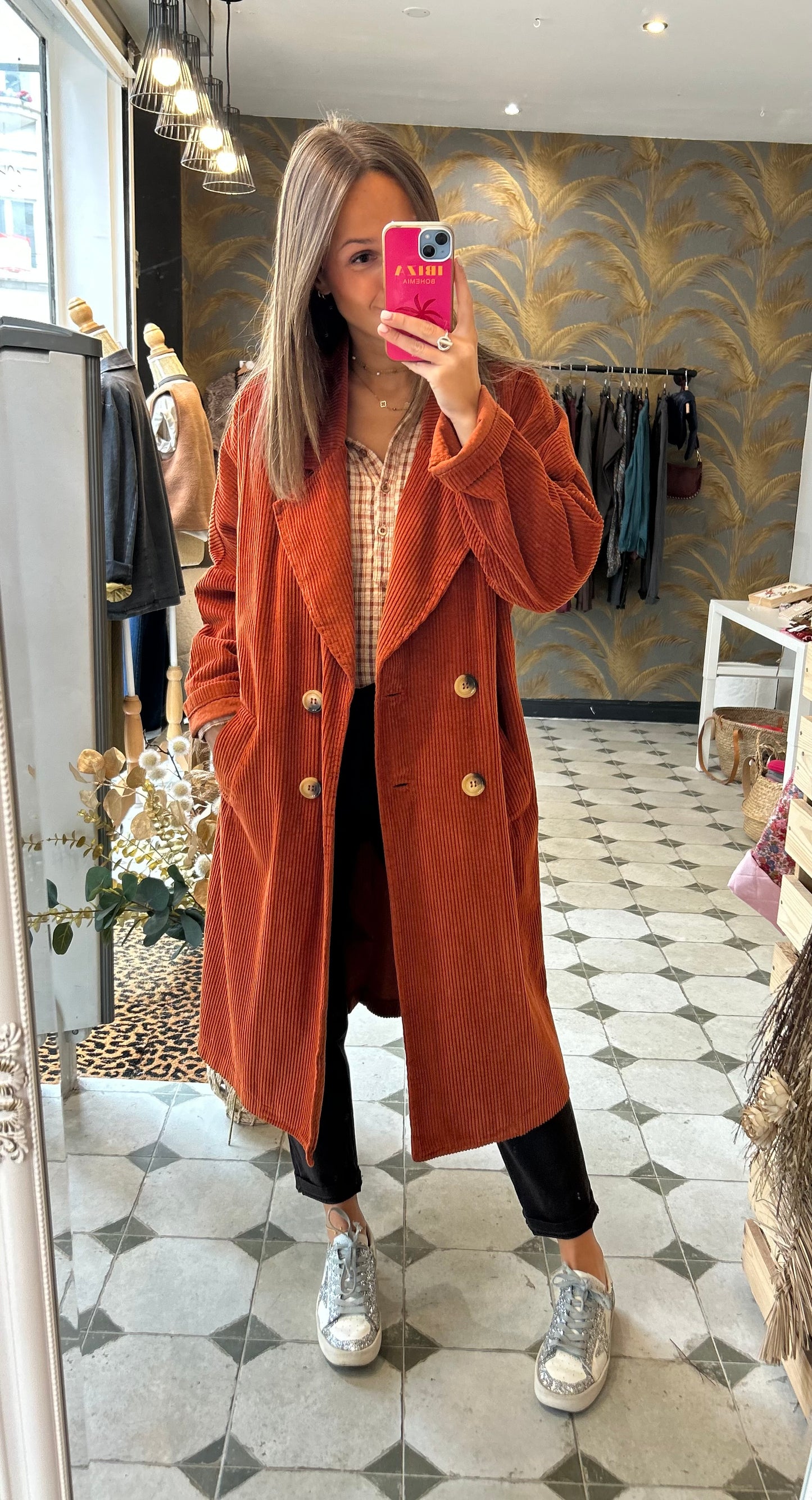 Trench en velours brique - Johanna Paris
