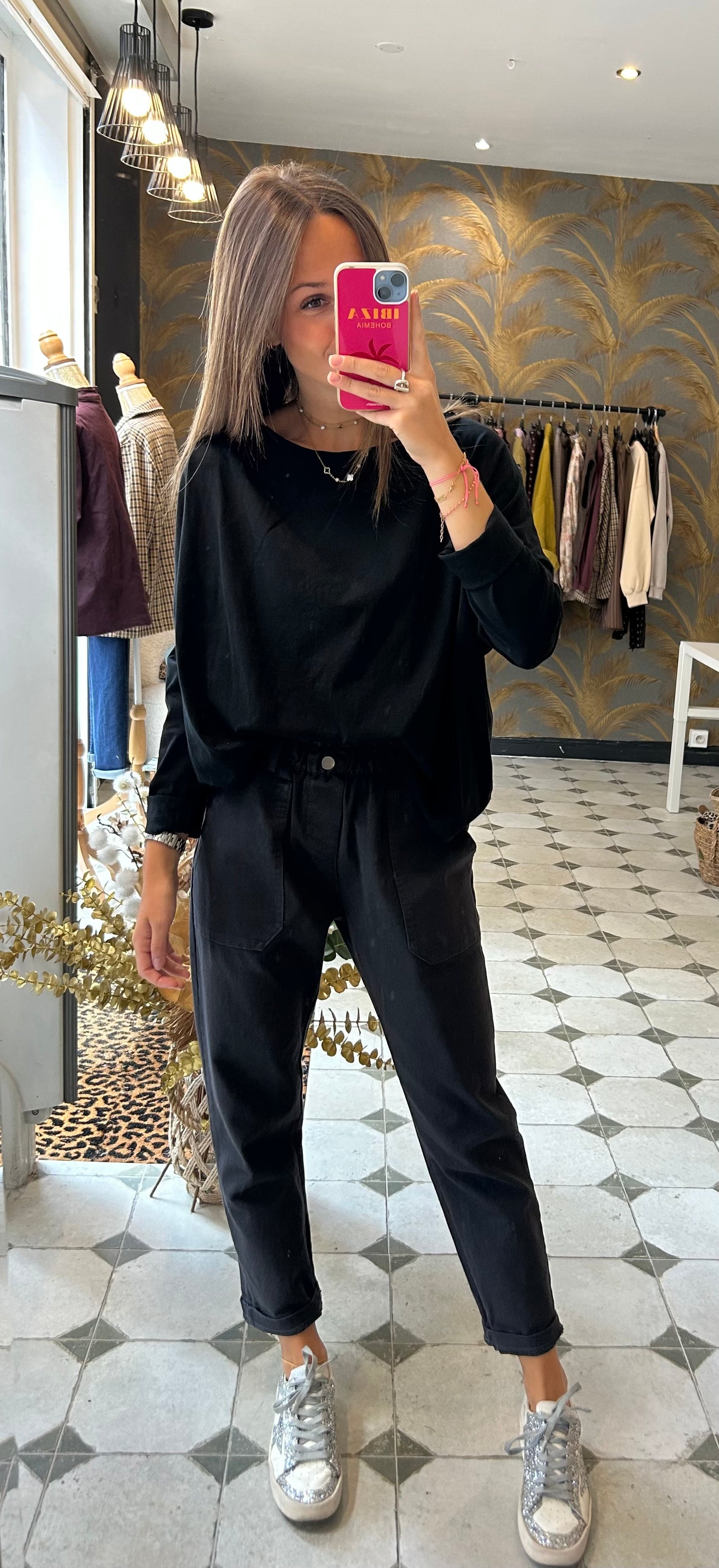 T-Shirt Col Bateau noir - Johanna Paris